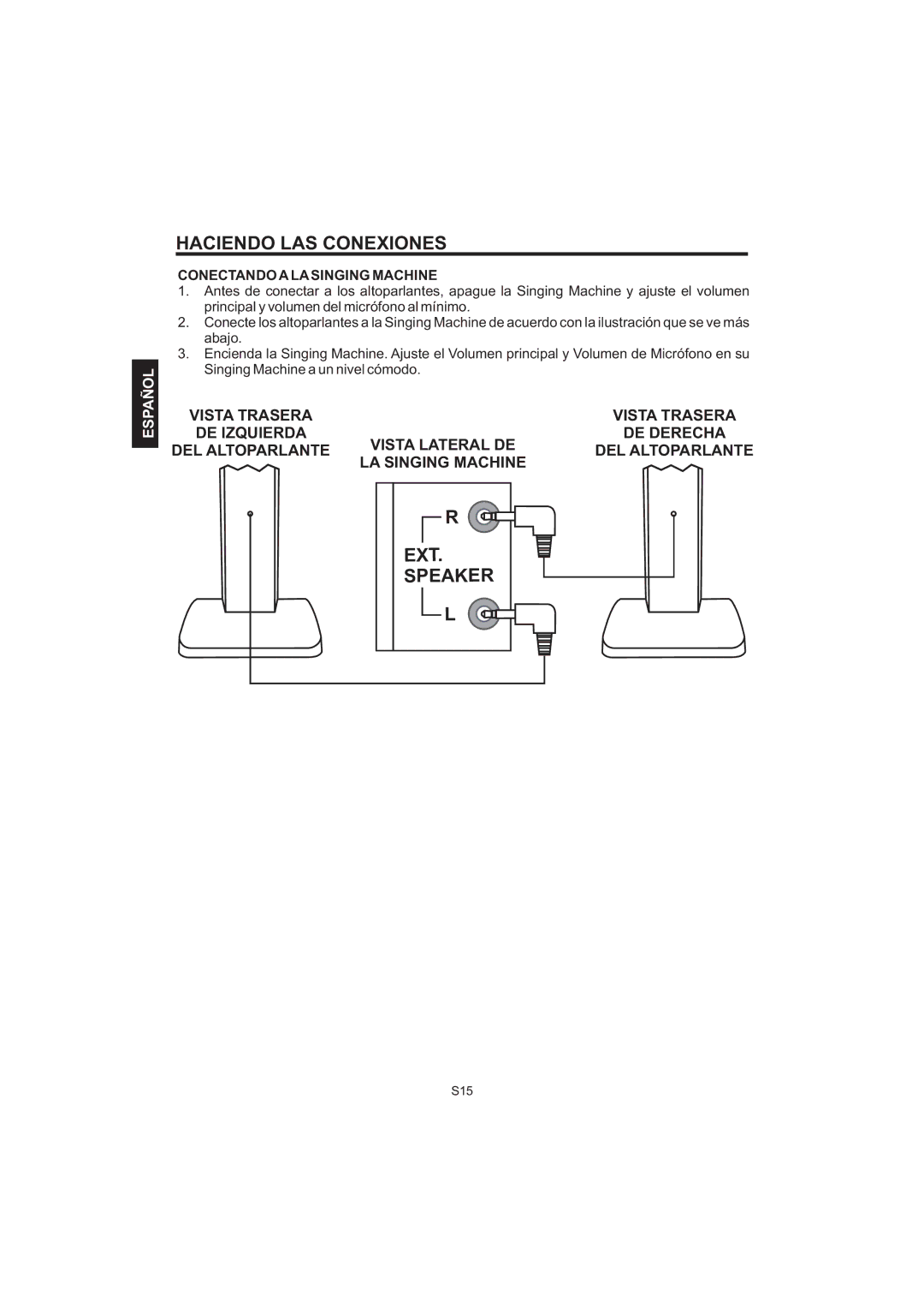 The Singing Machine iSM-1010 manual EXT Speaker, Conectando a LA Singing Machine 