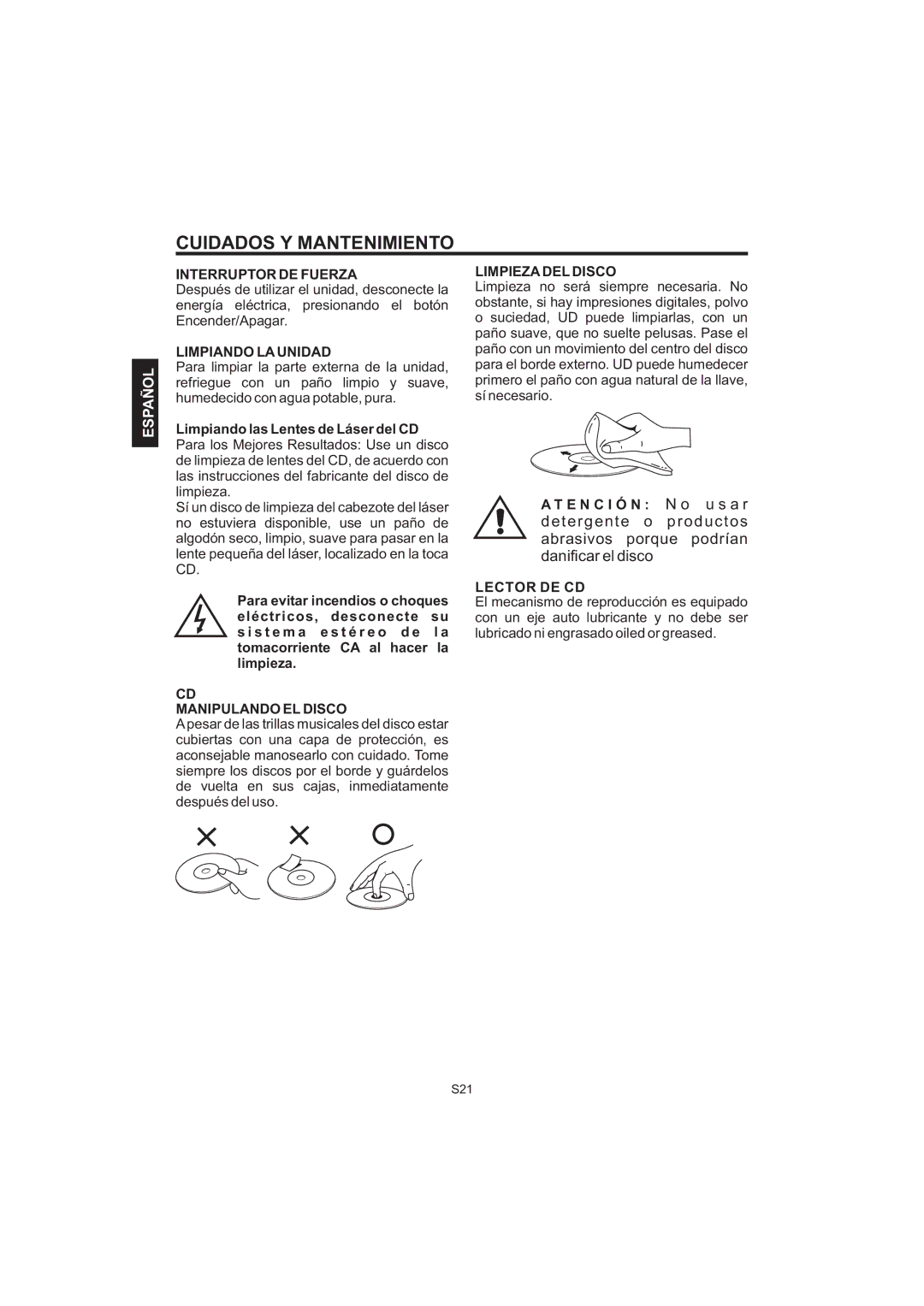 The Singing Machine iSM-1010 manual Cuidados Y Mantenimiento 