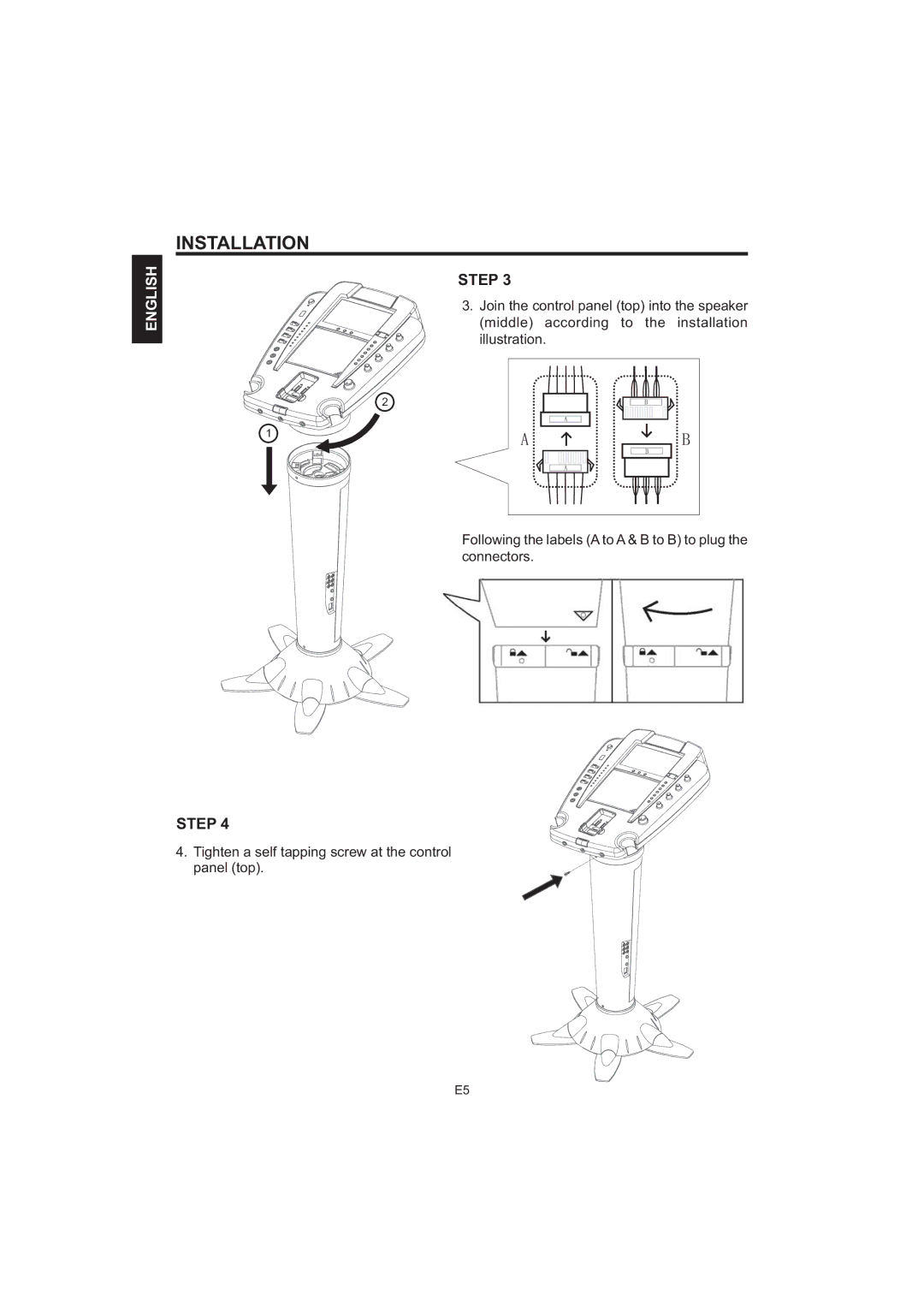 The Singing Machine iSM-1010 manual Tighten a self tapping screw at the control panel top 