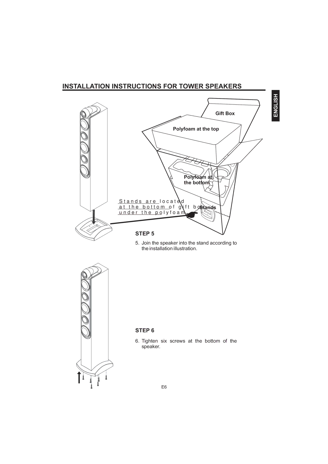 The Singing Machine iSM-1010 manual Installation Instructions for Tower Speakers 