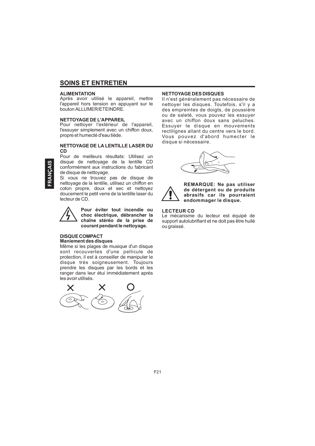 The Singing Machine iSM-1010 manual Soins ET Entretien 