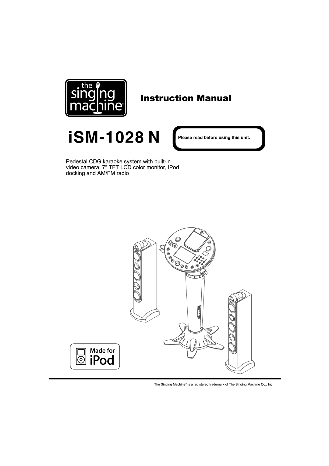 The Singing Machine ism-1028 N manual 