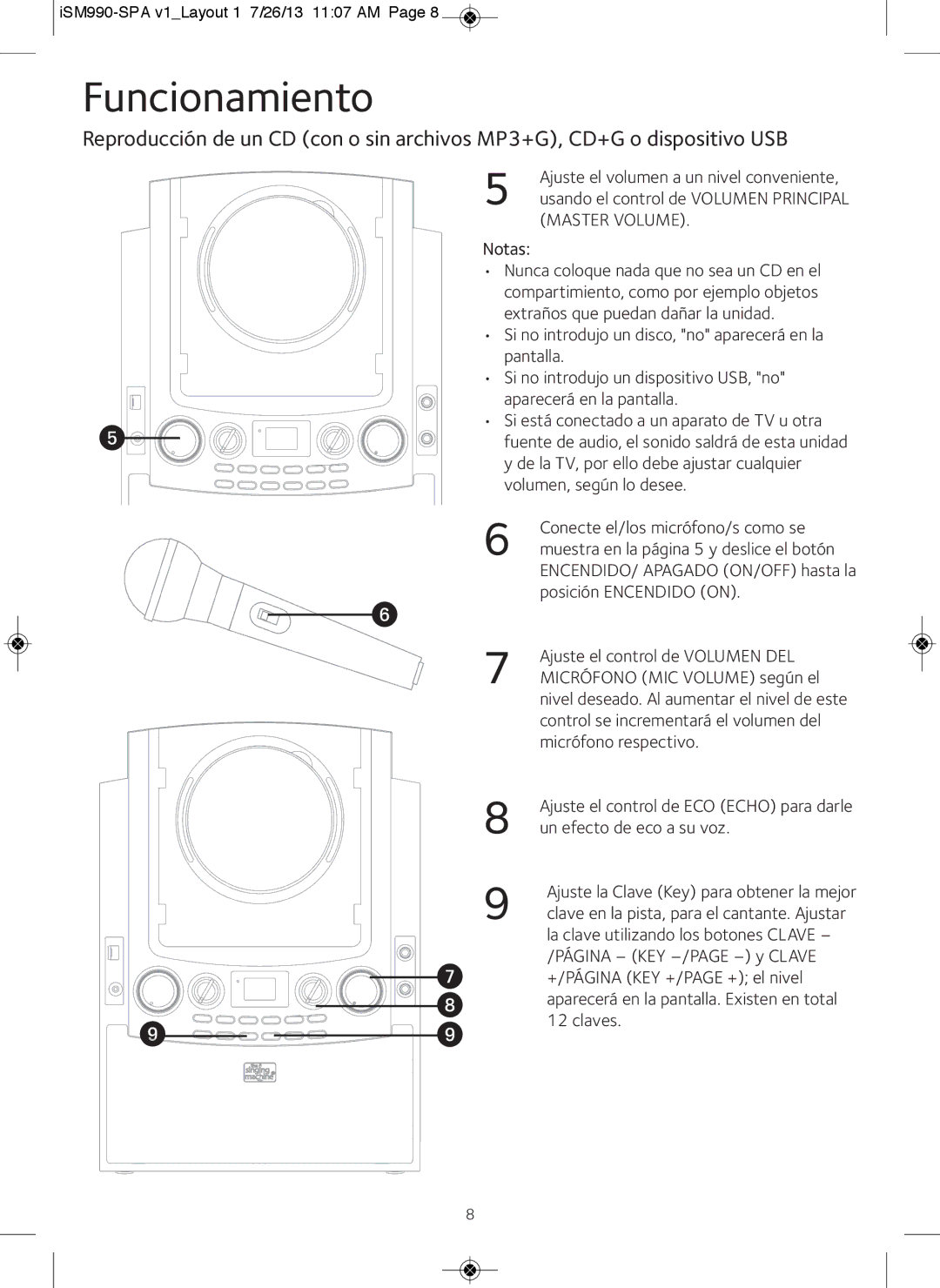 The Singing Machine iSM990BT instruction manual Master Volume 