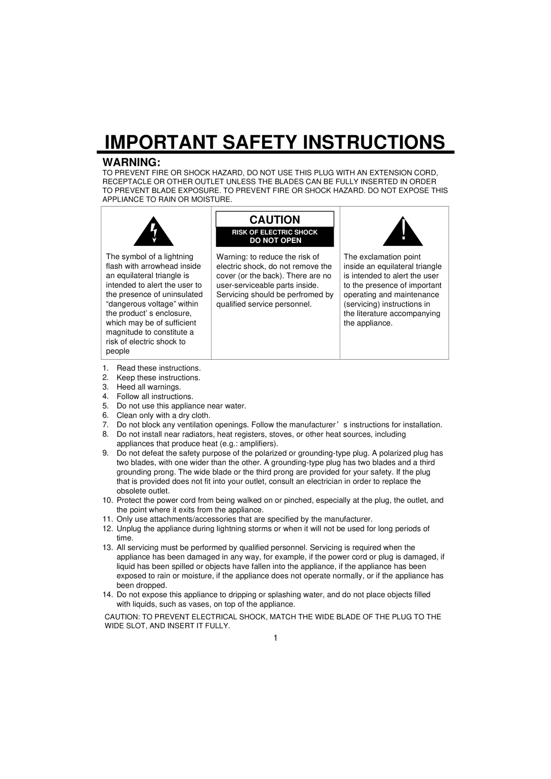 The Singing Machine SMB-623 instruction manual Important Safety Instructions 