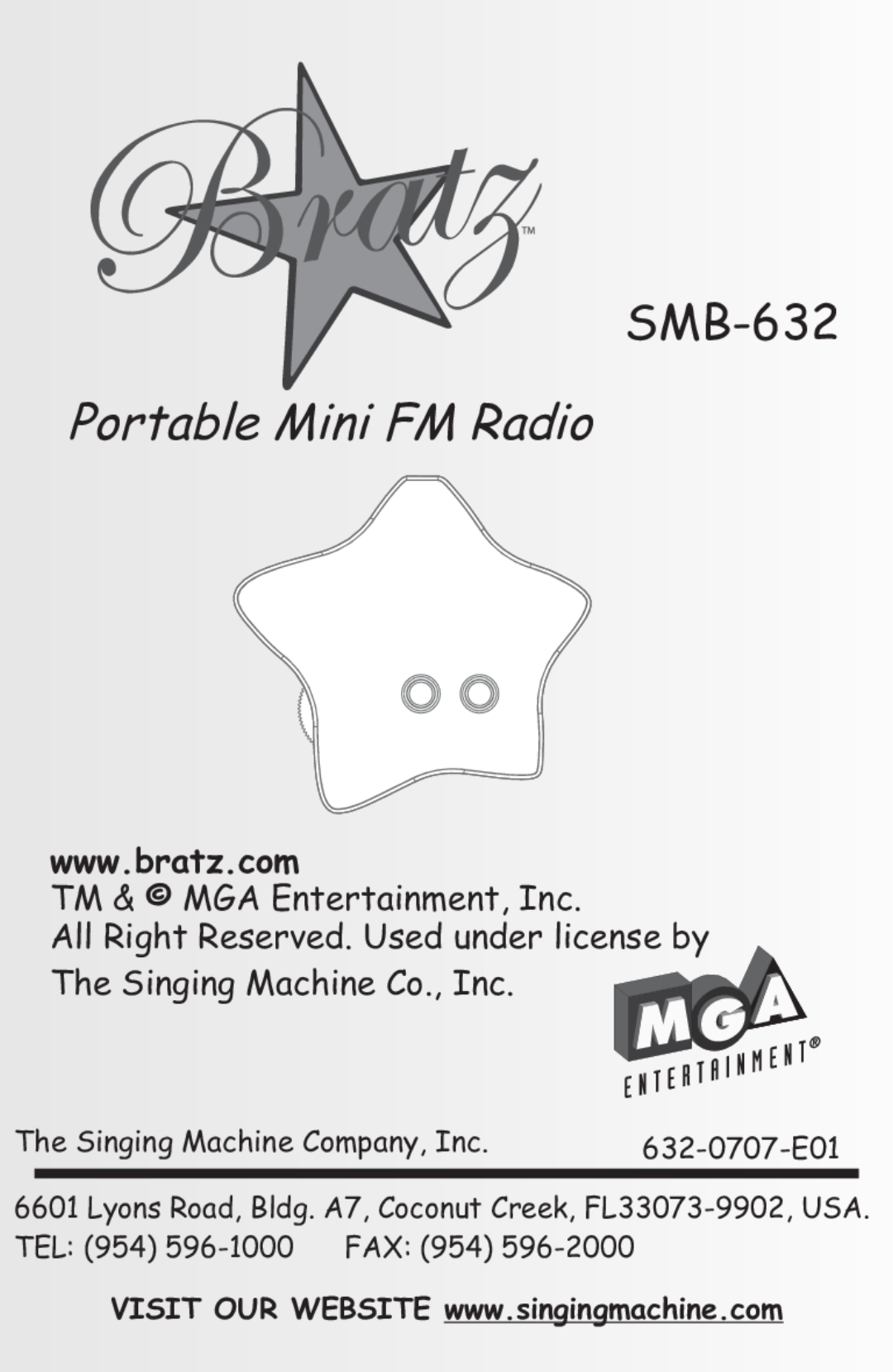 The Singing Machine SMB-632 manual The Singing Machine Company, Inc, 632-0707-E01, Portable Mini FM Radio 