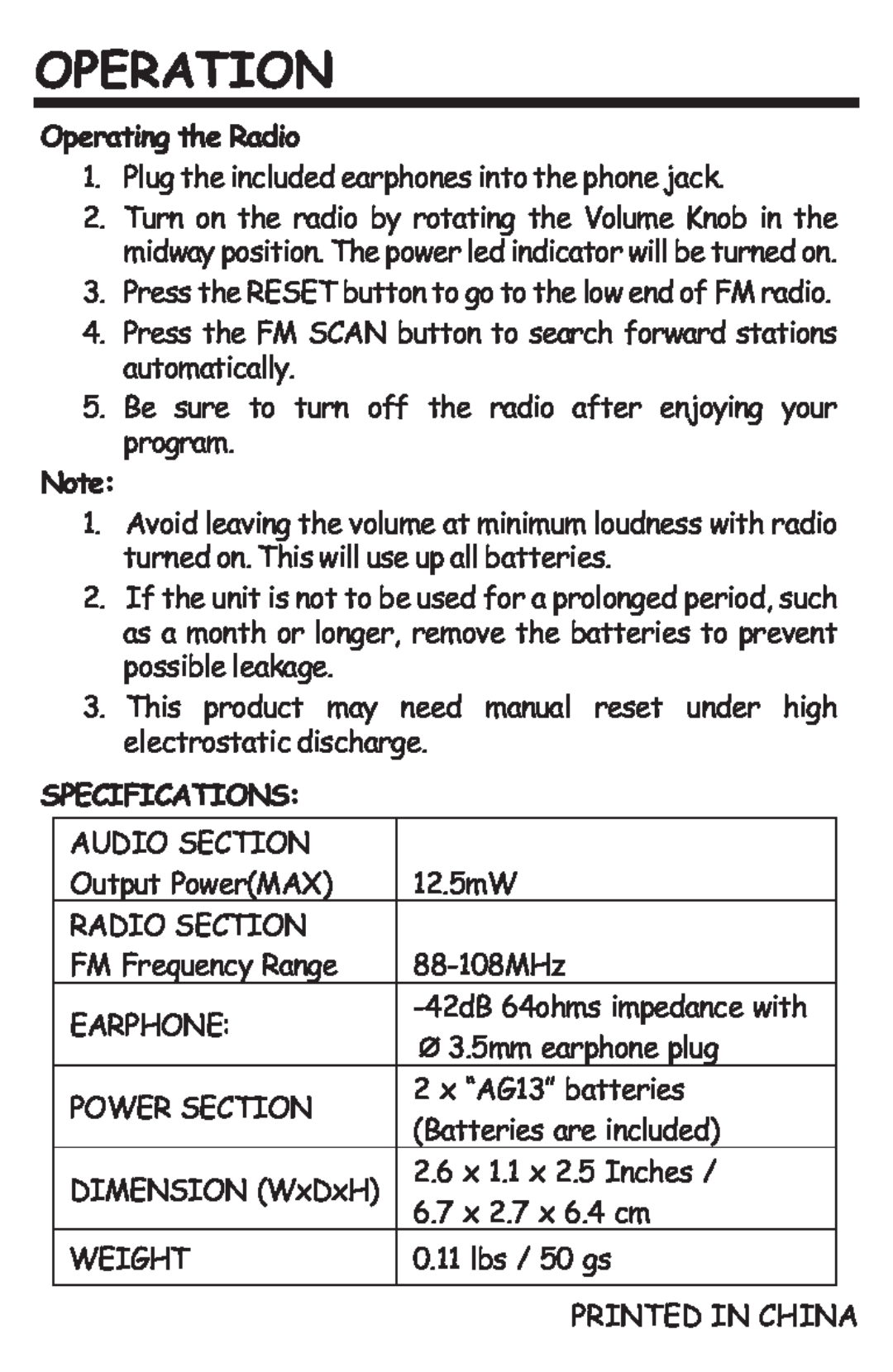 The Singing Machine SMB-632 Operation, Operating the Radio, Plug the included earphones into the phone jack, Audio Section 