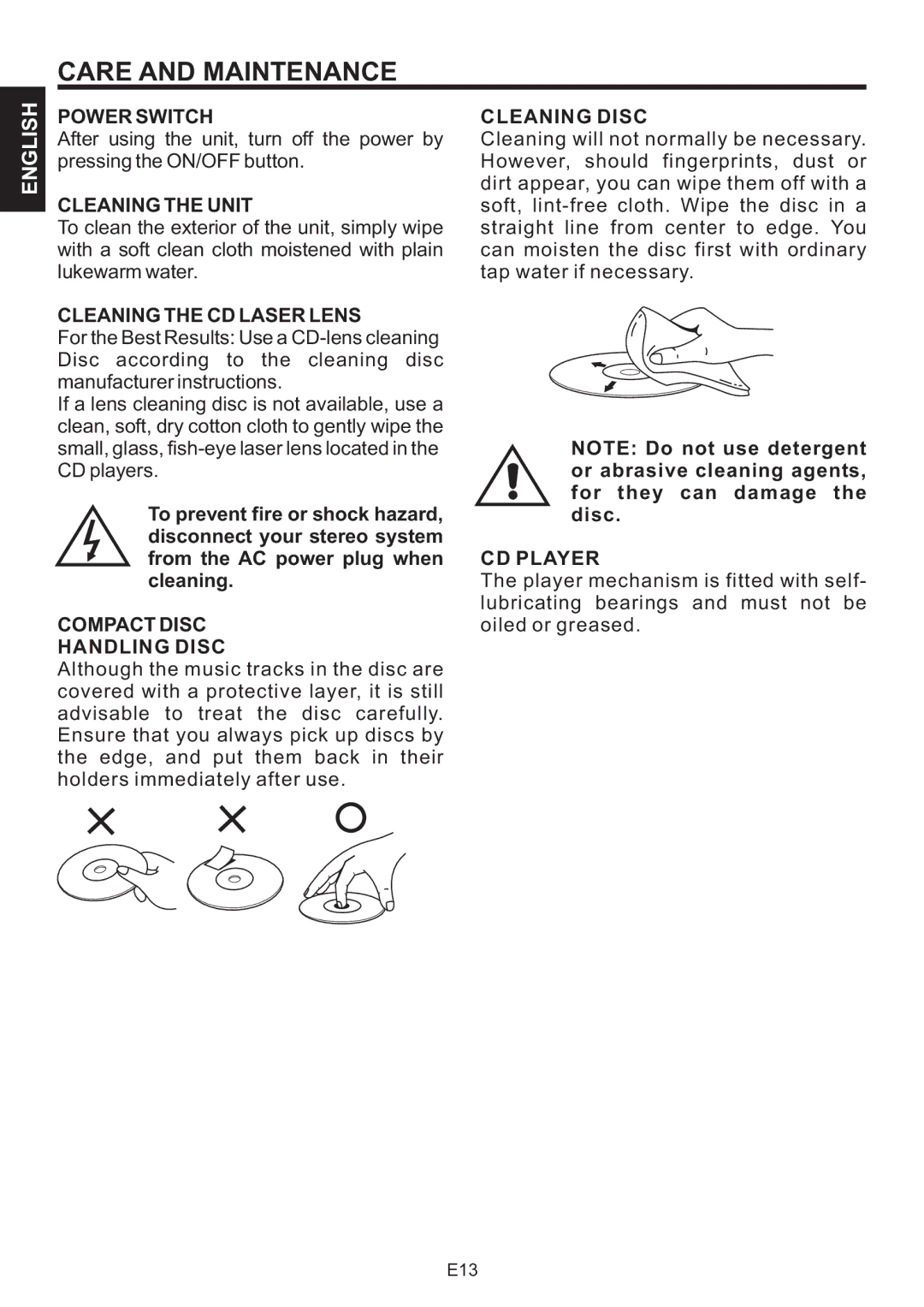 The Singing Machine SMB-664 instruction manual Care and Maintenance 