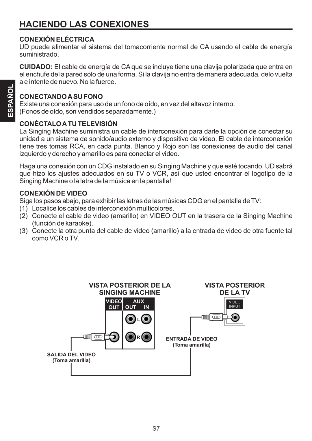 The Singing Machine SMB-664 instruction manual Haciendo LAS Conexiones 