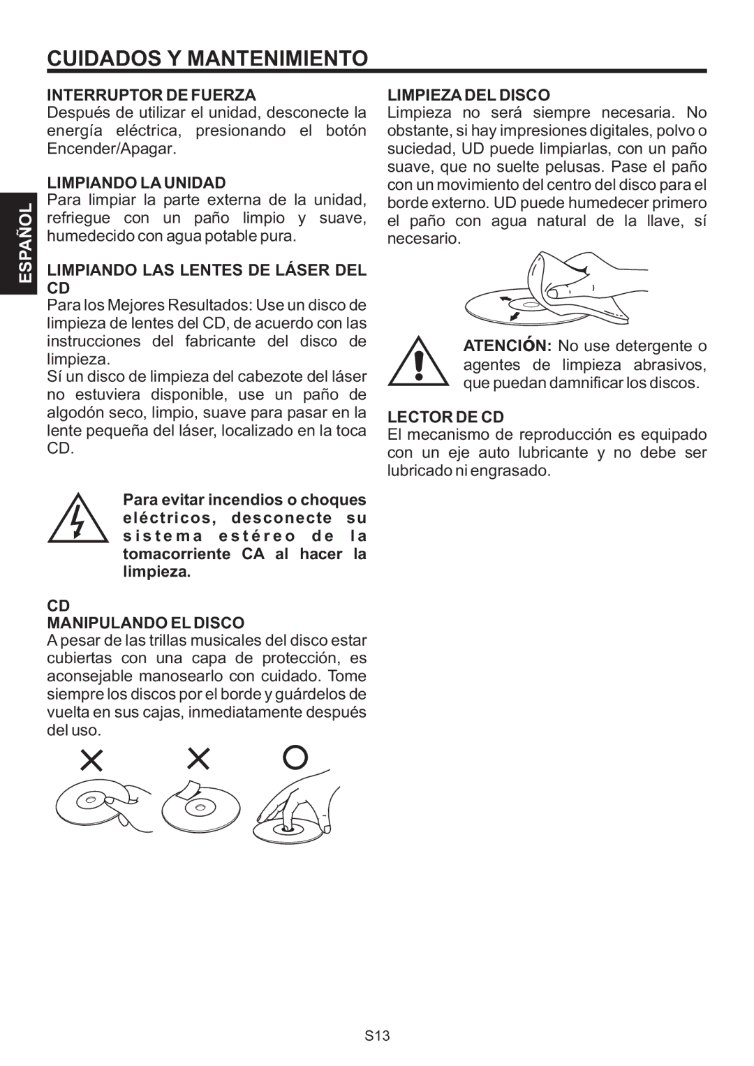 The Singing Machine SMB-664 instruction manual Cuidados Y Mantenimiento 