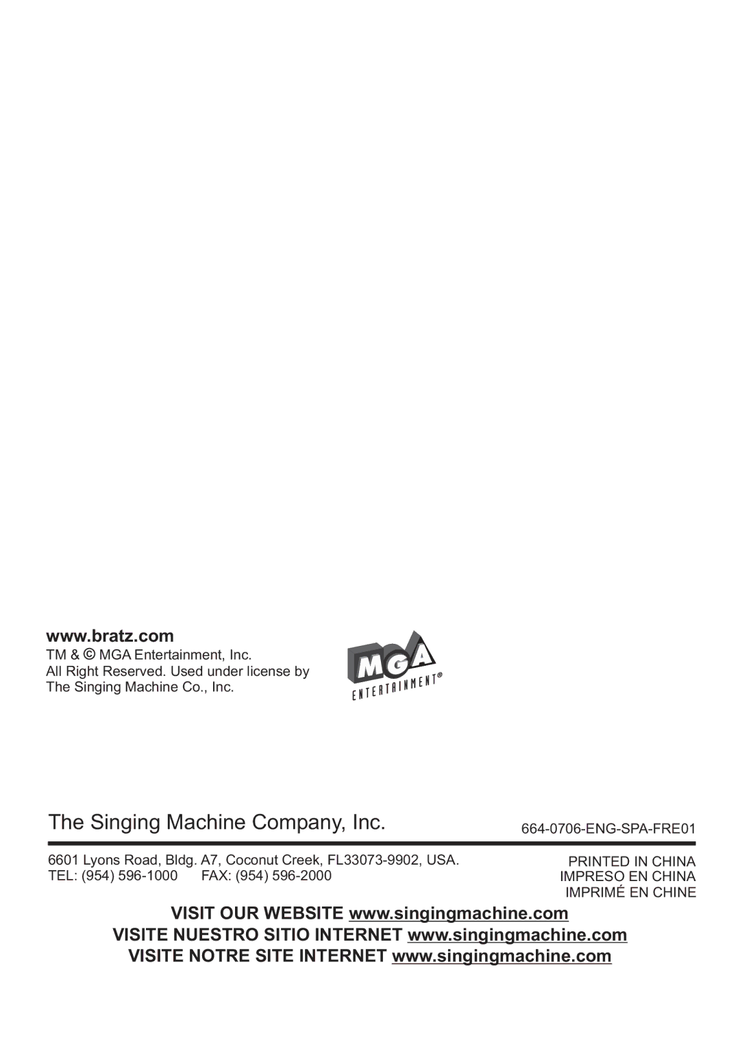 The Singing Machine SMB-664 instruction manual Singing Machine Company, Inc 