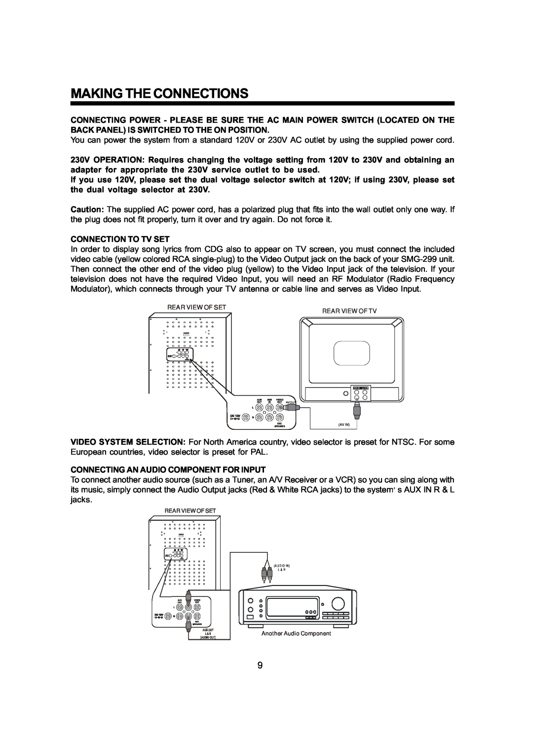 The Singing Machine SMG - 299 owner manual Making The Connections 