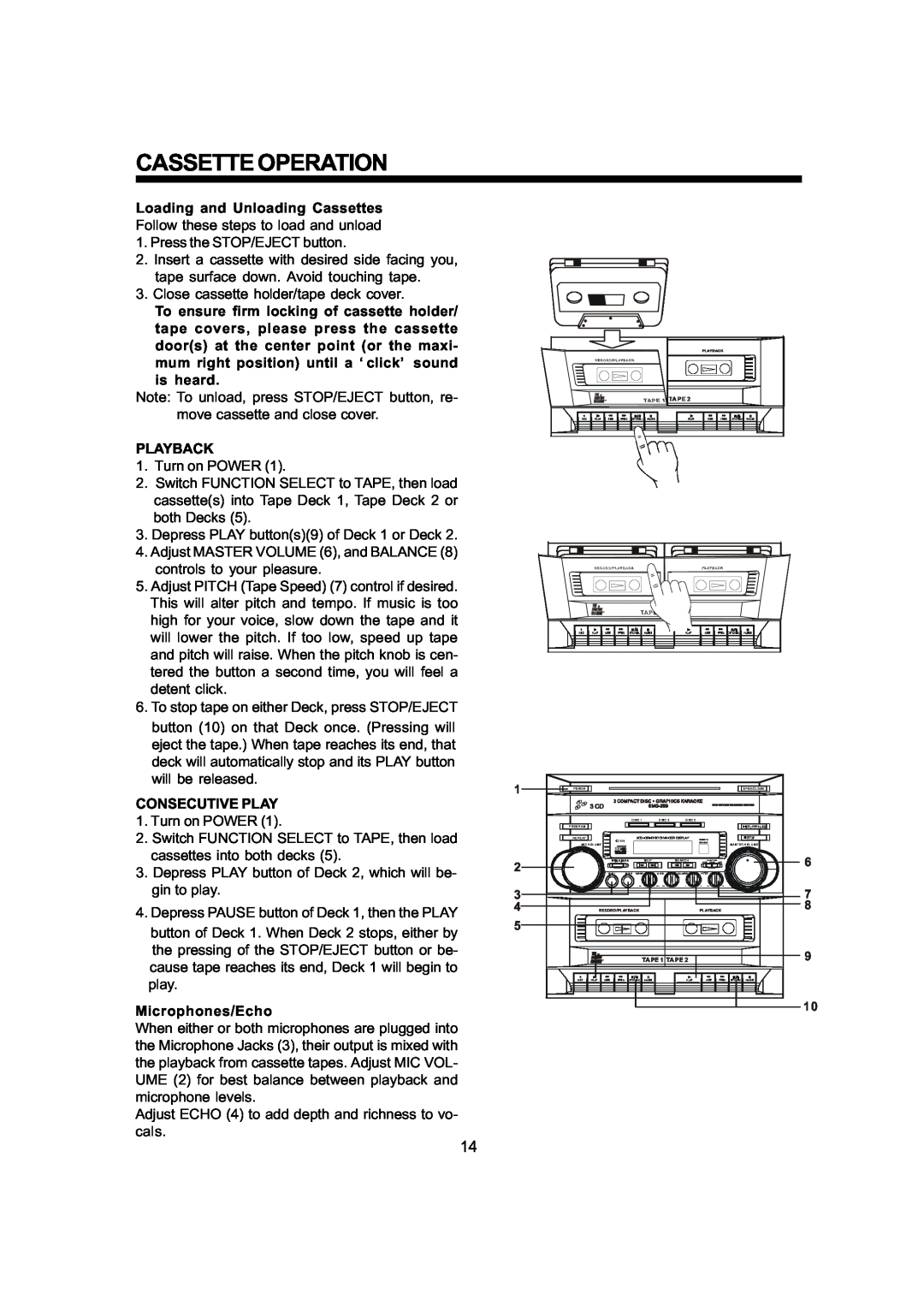 The Singing Machine SMG - 299 owner manual Cassetteoperation 