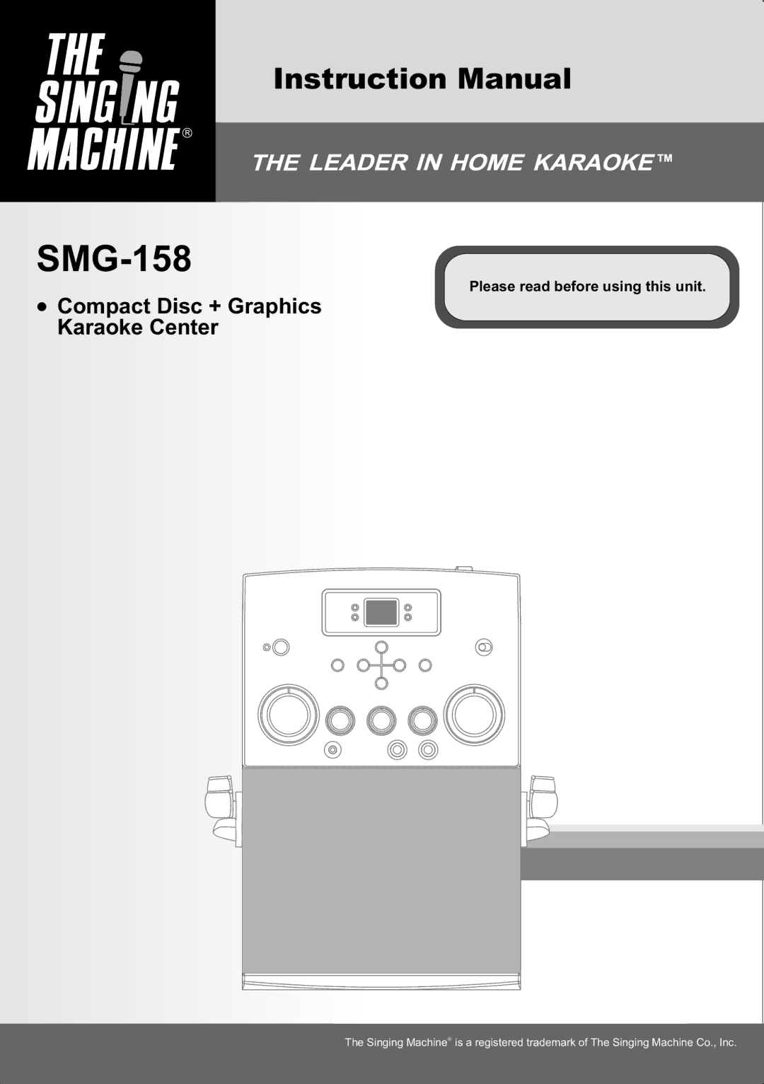 The Singing Machine SMG-158 instruction manual 