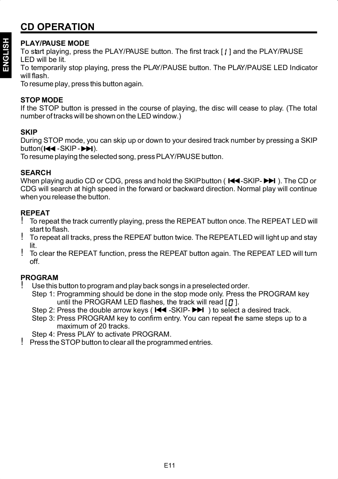 The Singing Machine SMG-158 instruction manual CD Operation 