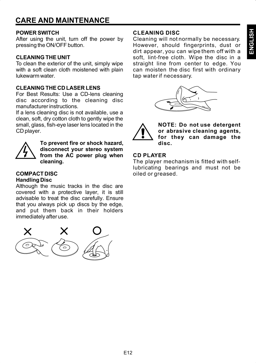 The Singing Machine SMG-158 instruction manual Care and Maintenance 