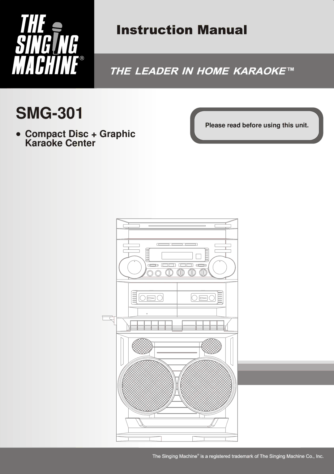 The Singing Machine SMG-301 manual 