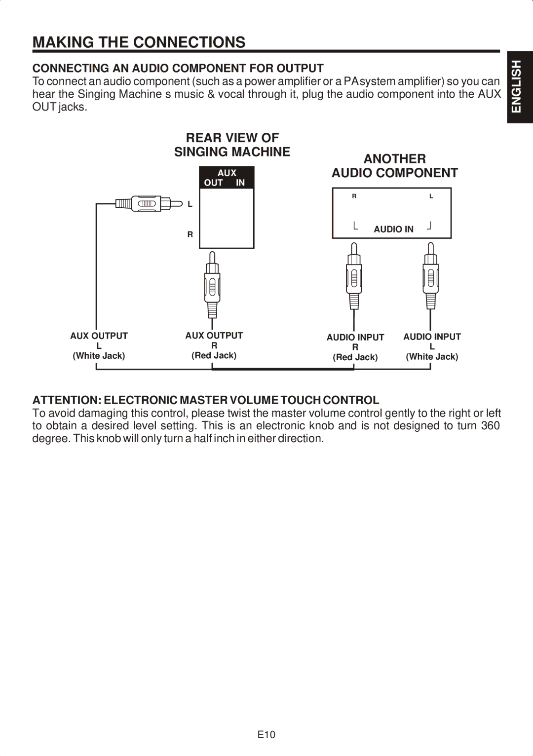 The Singing Machine SMG-301 manual Connecting AN Audio Component for Output 