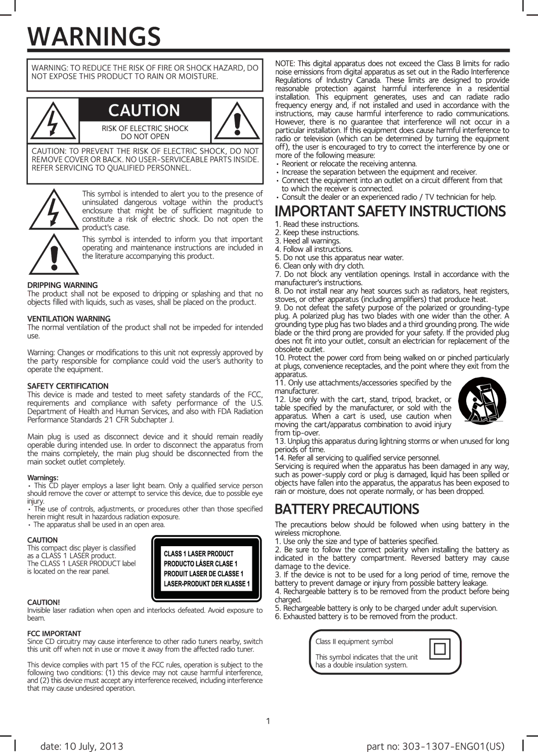 The Singing Machine SMG303, 303-1307-ENG01(US) manual 