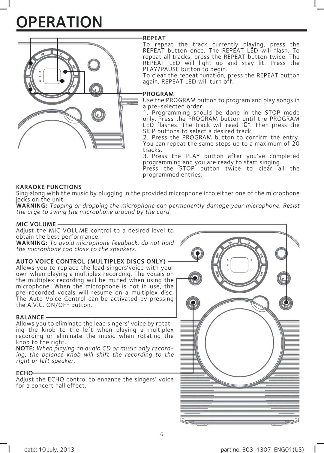 The Singing Machine 303-1307-ENG01(US), SMG303 manual 