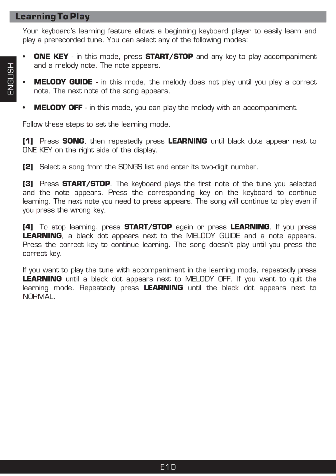 The Singing Machine SMI-1420 manual Learning To Play 