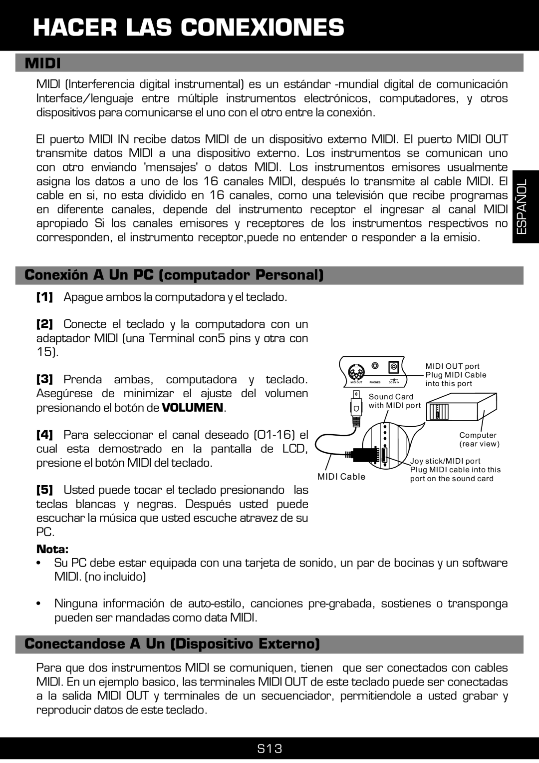 The Singing Machine SMI-1420 manual Hacer LAS Conexiones, Conexión a Un PC computador Personal 