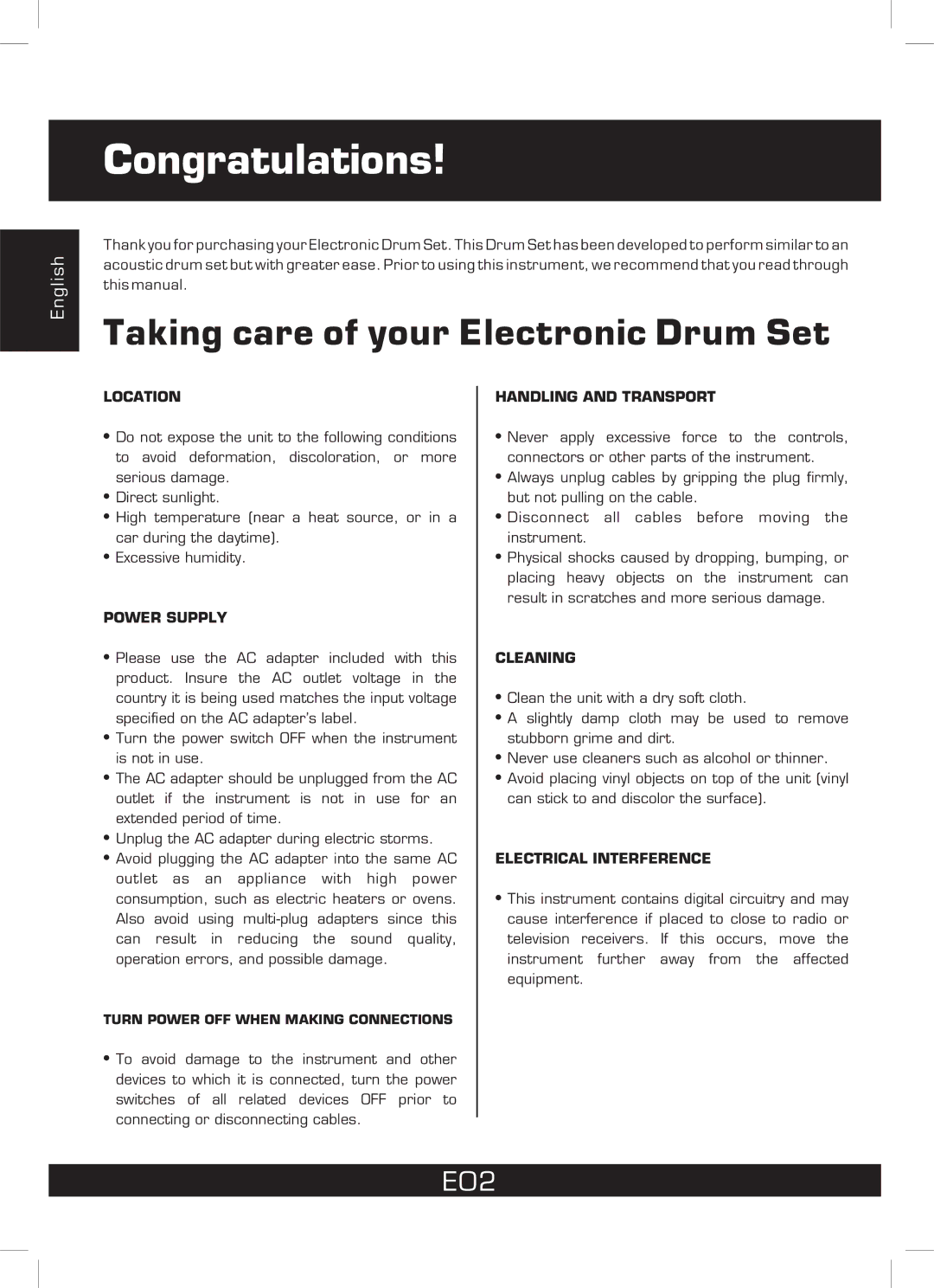 The Singing Machine SMI-1460 instruction manual Congratulations, E02 