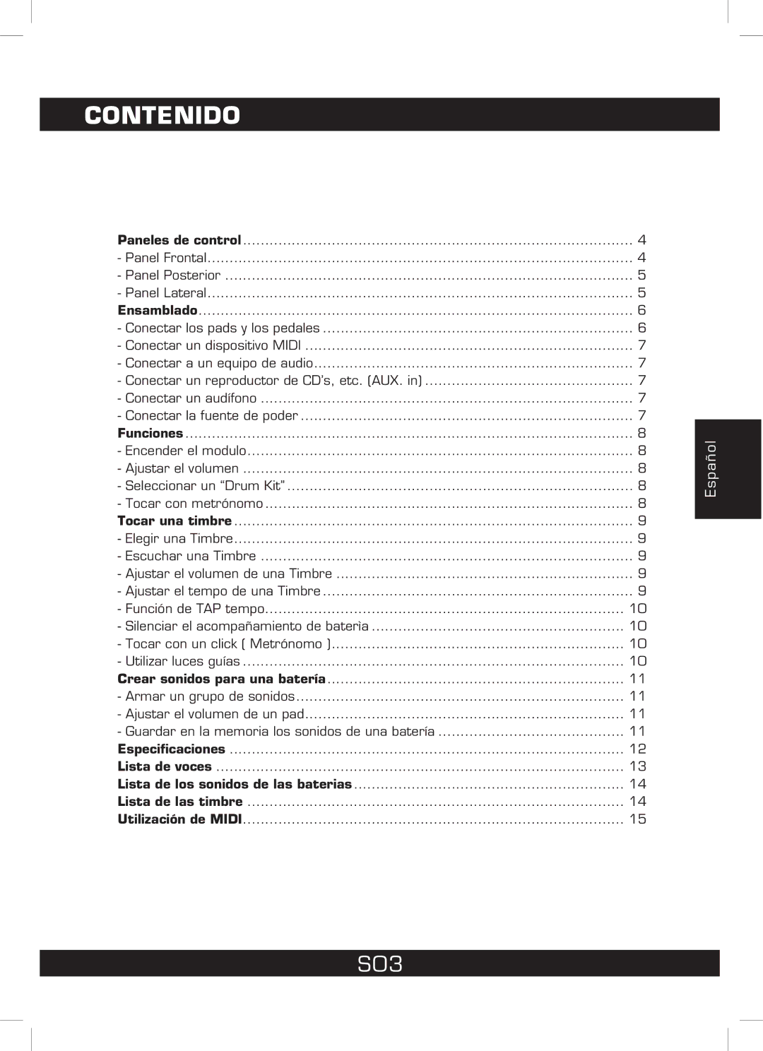 The Singing Machine SMI-1460 instruction manual Contenido, S03 