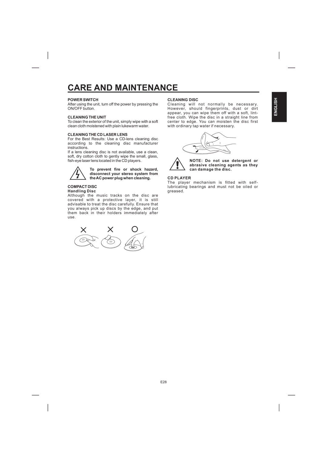 The Singing Machine STVD-1001 manual Care and Maintenance 