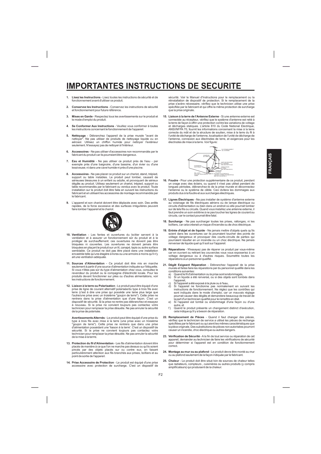 The Singing Machine STVD-1001 manual Importantes Instructions DE Securite 