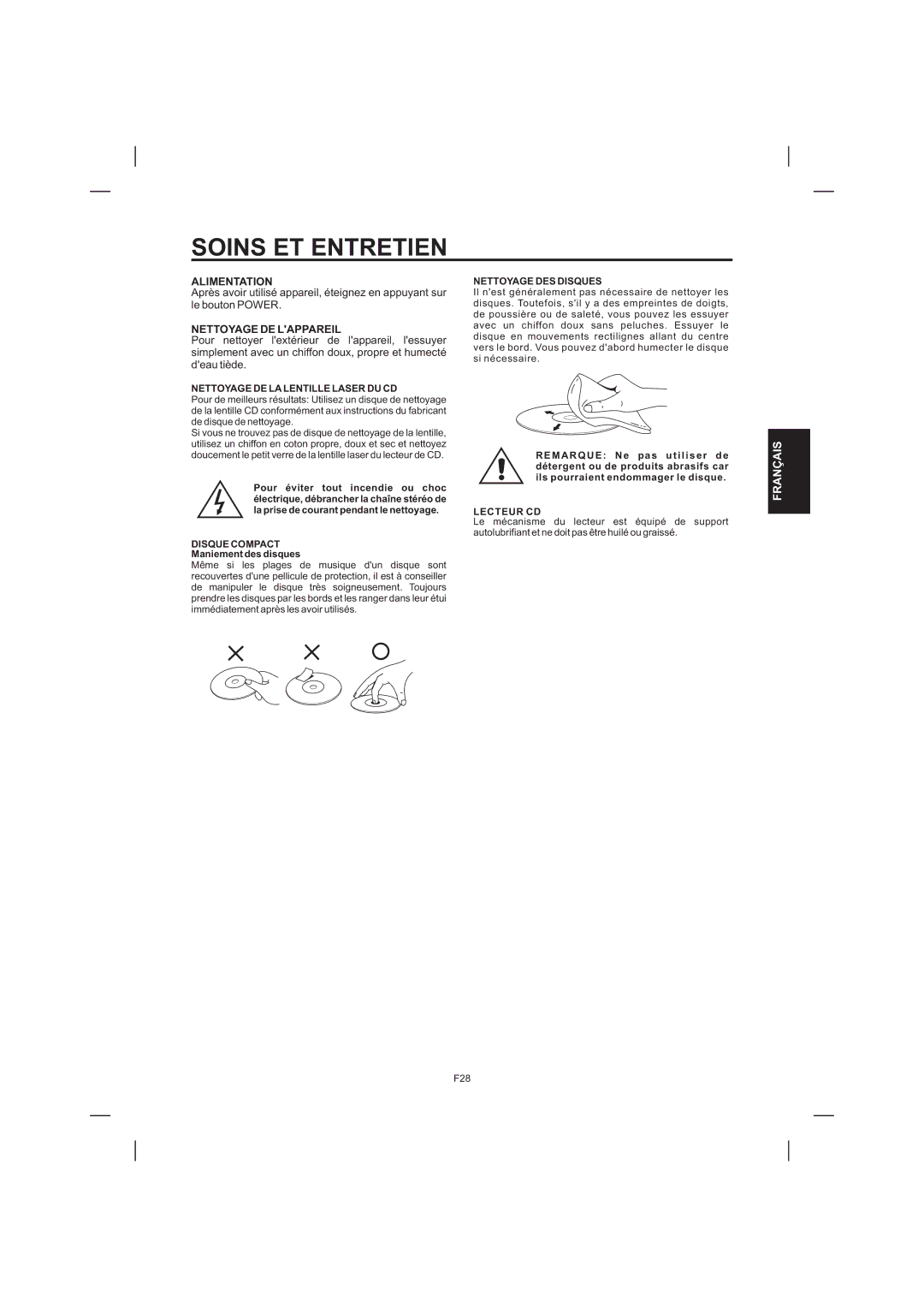 The Singing Machine STVD-1001 manual Soins ET Entretien, Alimentation, Nettoyage DE Lappareil 