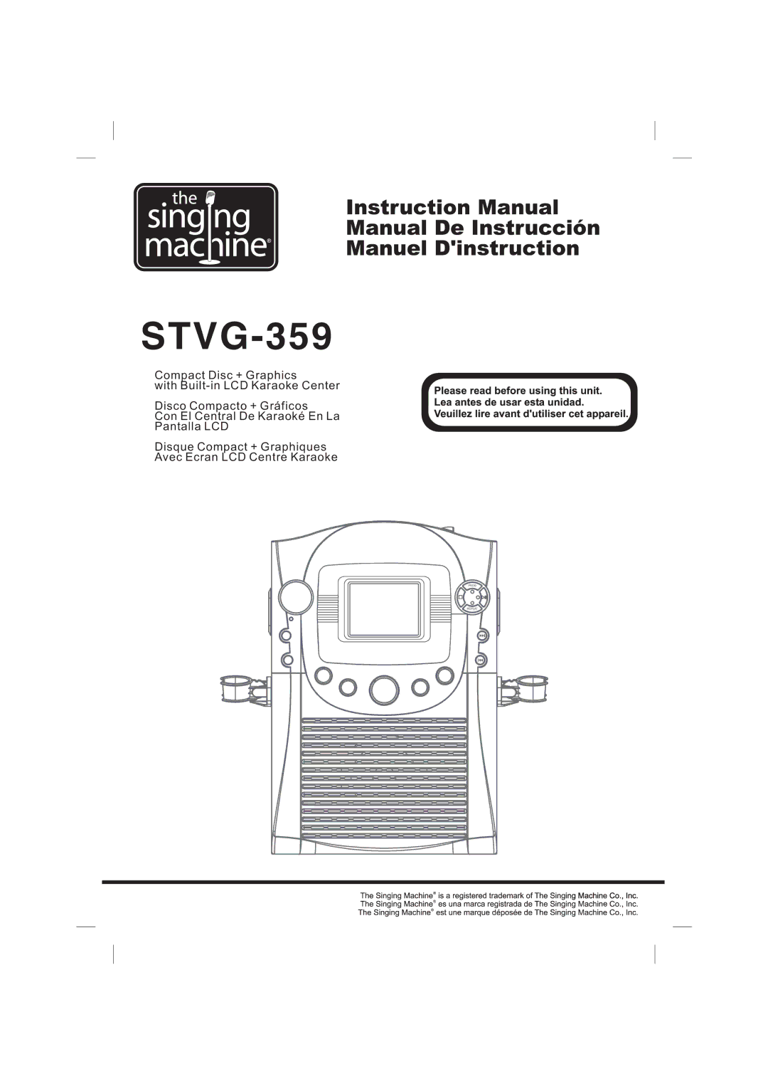 The Singing Machine STVG-359 manual 