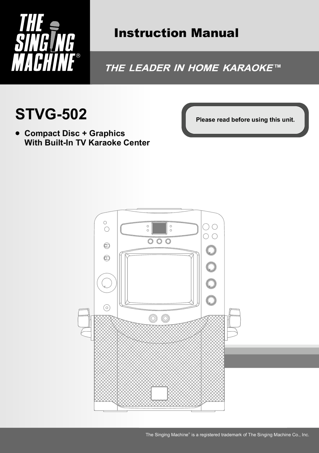 The Singing Machine STVG-502 instruction manual 