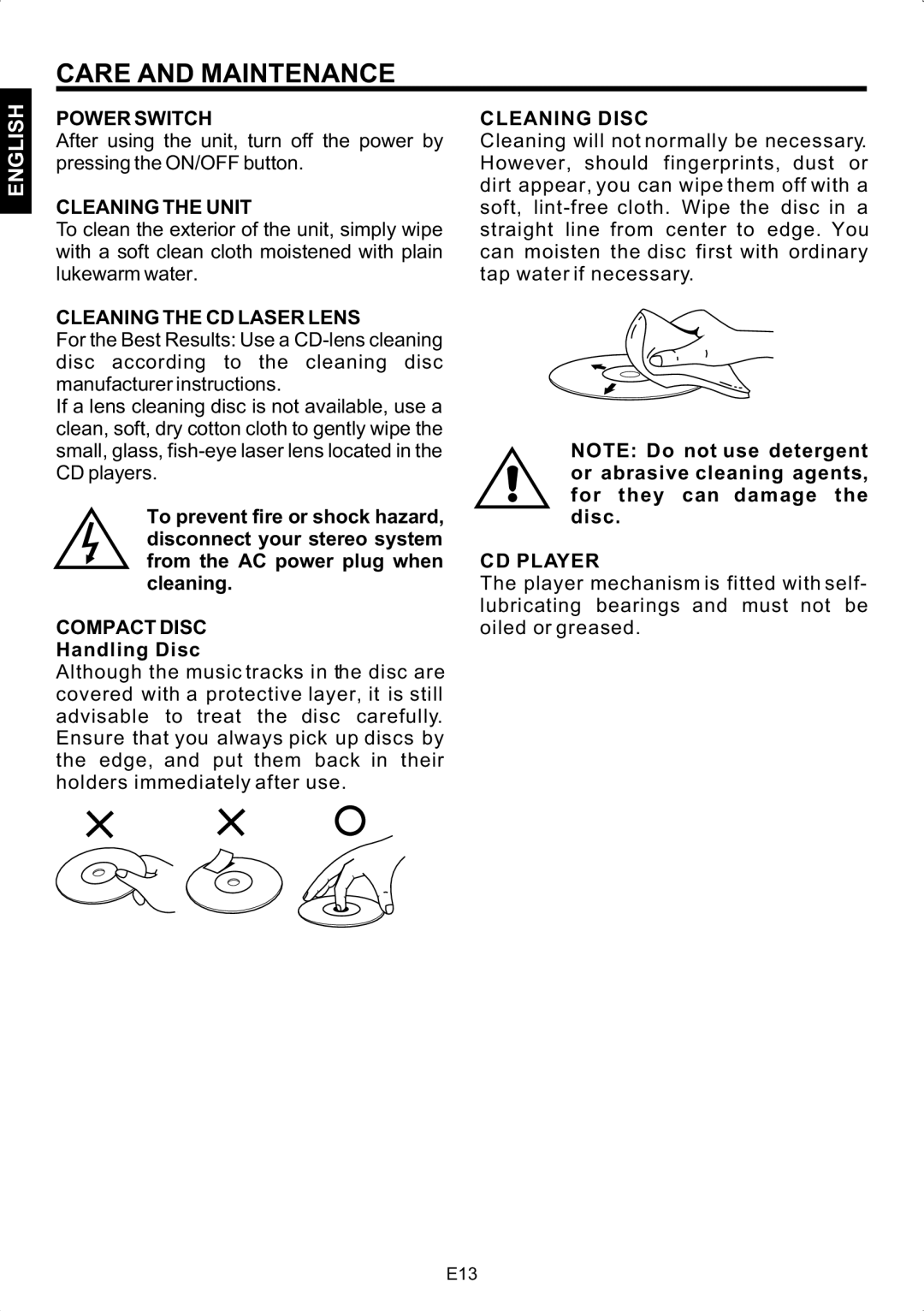 The Singing Machine STVG-502 instruction manual Care and Maintenance 