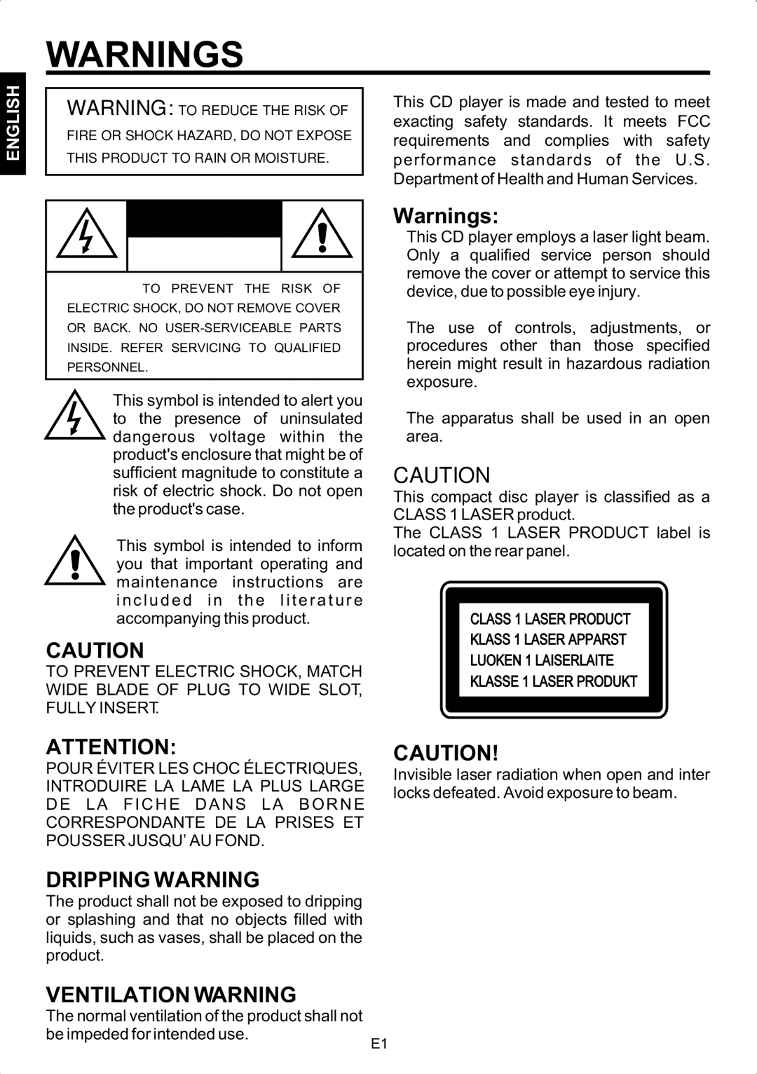 The Singing Machine STVG-502 instruction manual Dripping Warning, Ventilation Warning 