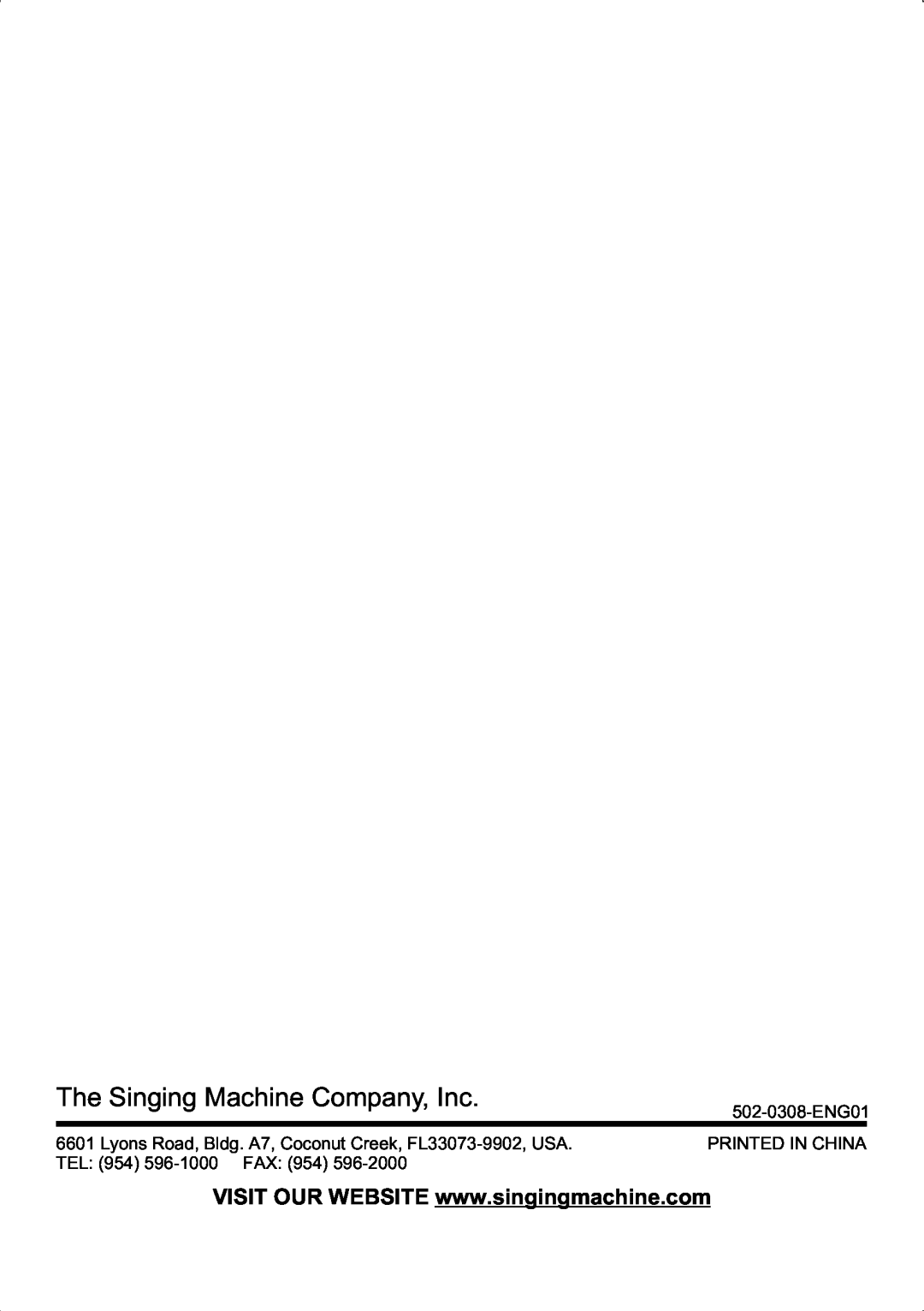 The Singing Machine STVG-502 instruction manual The Singing Machine Company, Inc 