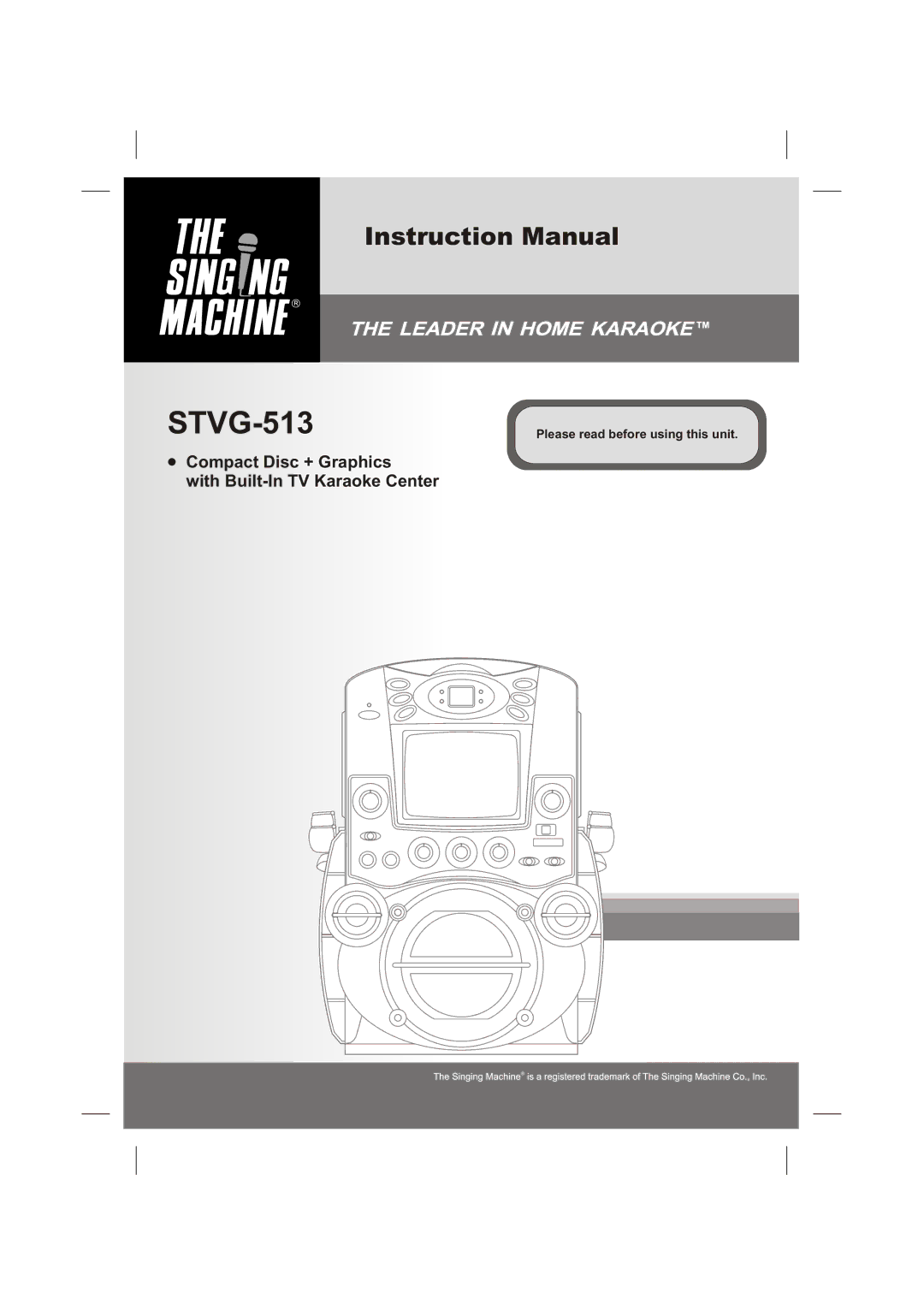 The Singing Machine Singing Machine instruction manual STVG-513 