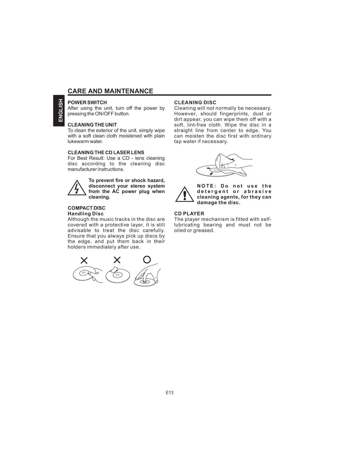 The Singing Machine STVG-520 instruction manual Care and Maintenance 