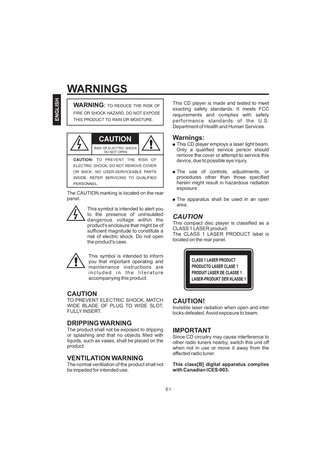 The Singing Machine STVG-520 Dripping Warning, Ventilation Warning, To Prevent Electric SHOCK, Match Caution, Fully Insert 