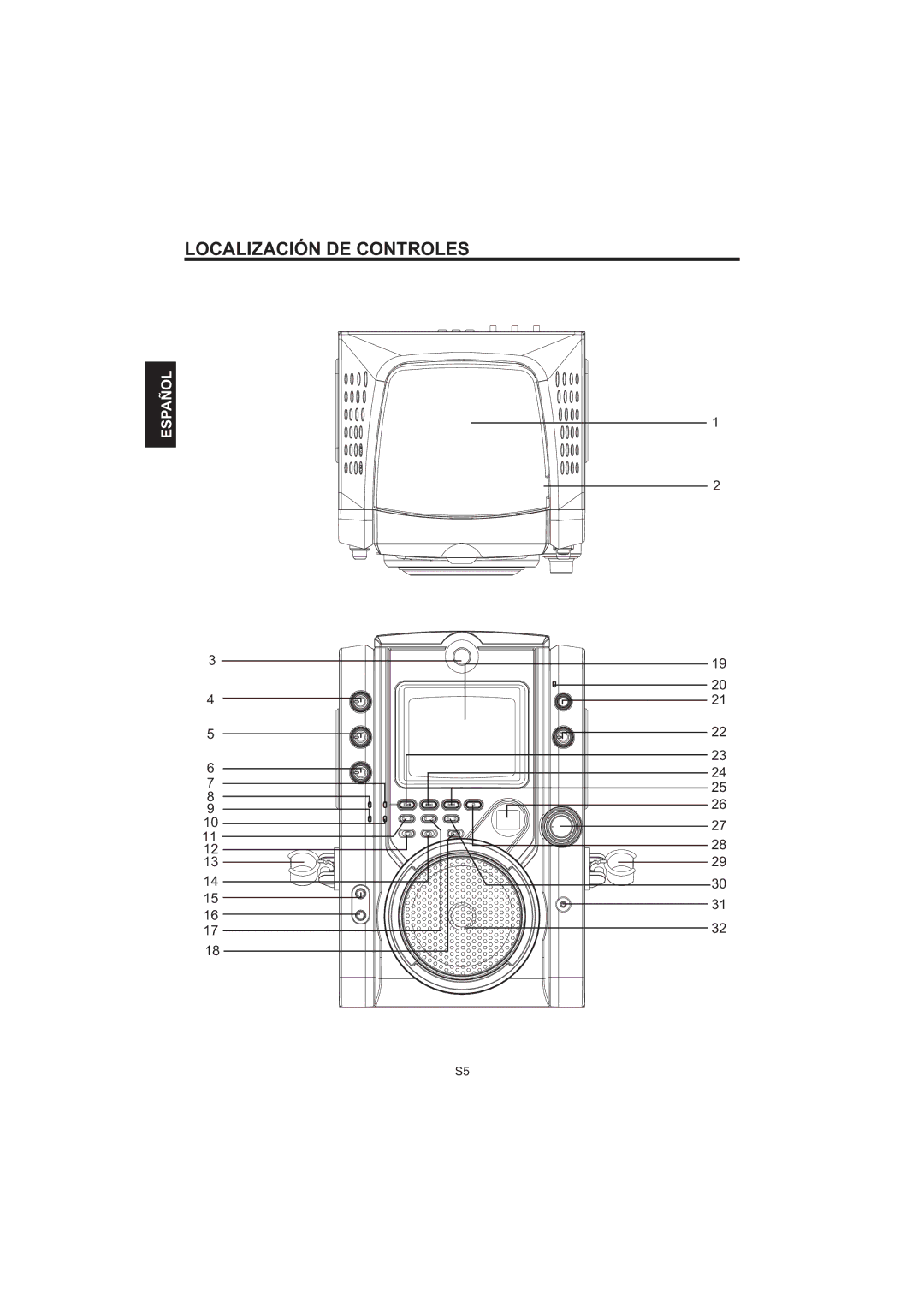 The Singing Machine STVG-520 instruction manual Localización DE Controles 