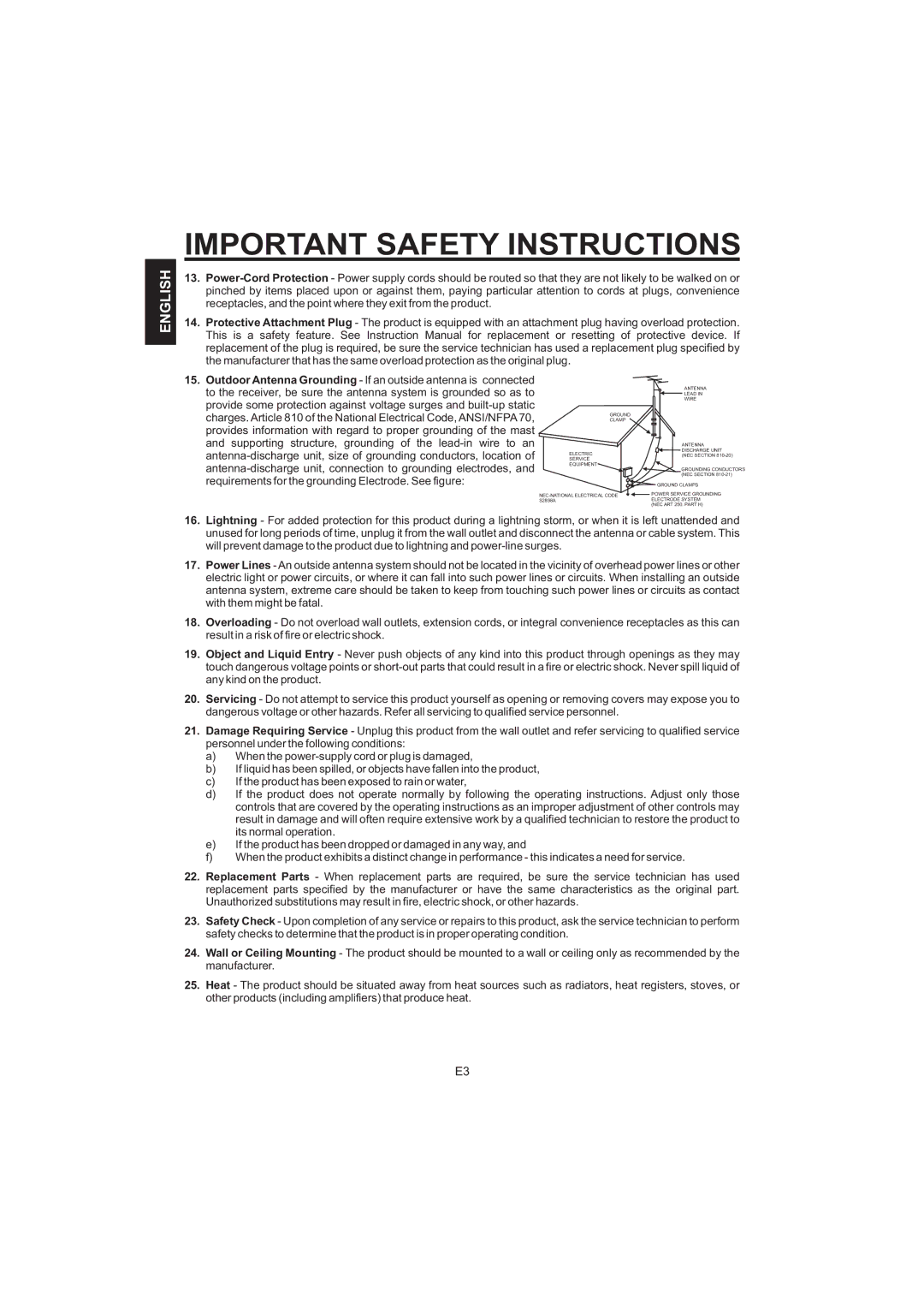 The Singing Machine STVG-520 instruction manual Antenna 