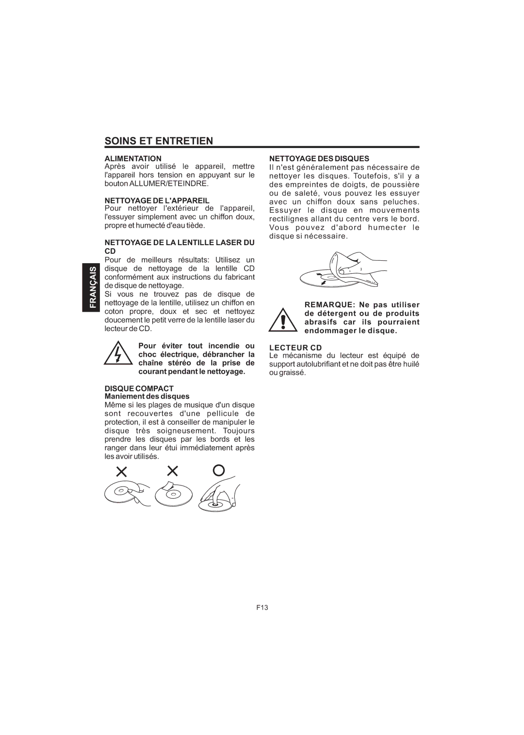 The Singing Machine STVG-520 instruction manual Soins ET Entretien 