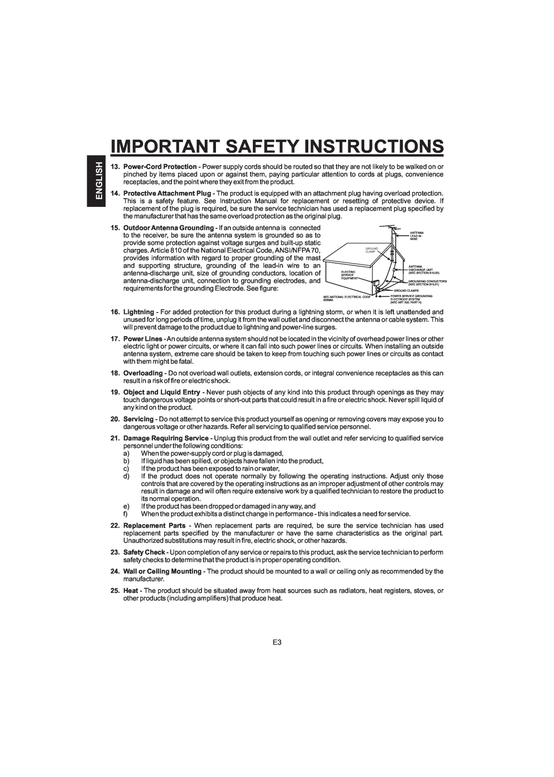 The Singing Machine STVG-520 instruction manual Important Safety Instructions, English 