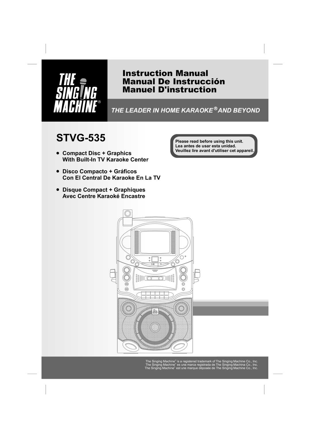 The Singing Machine STVG-535 instruction manual 