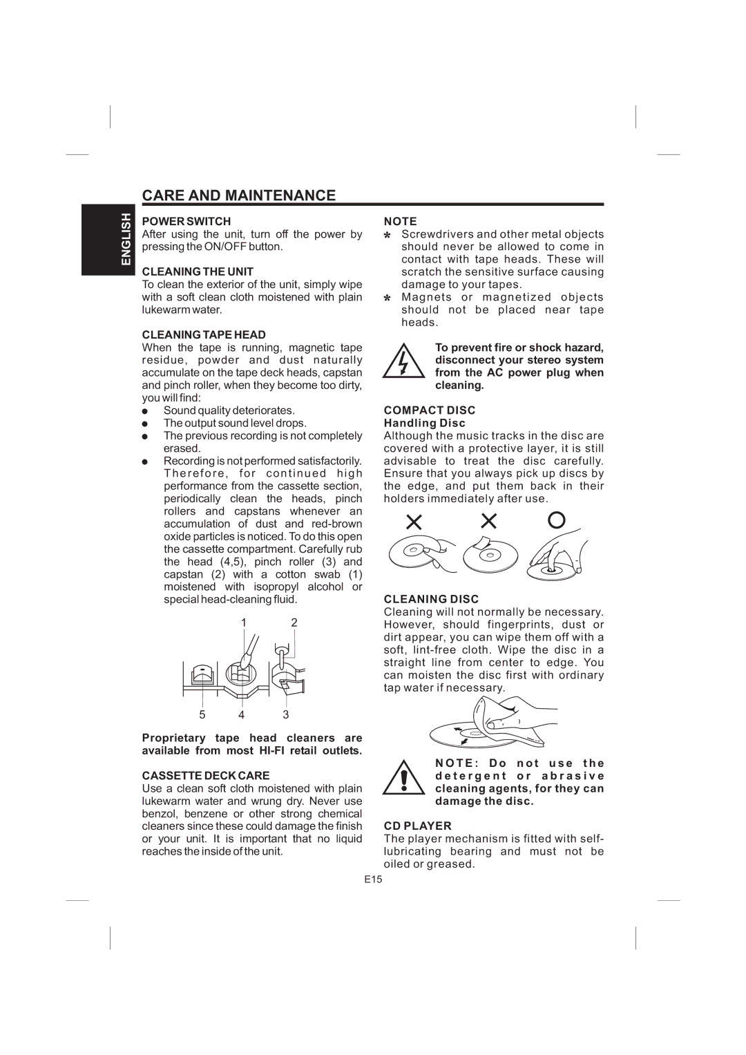 The Singing Machine STVG-535 instruction manual Care and Maintenance 