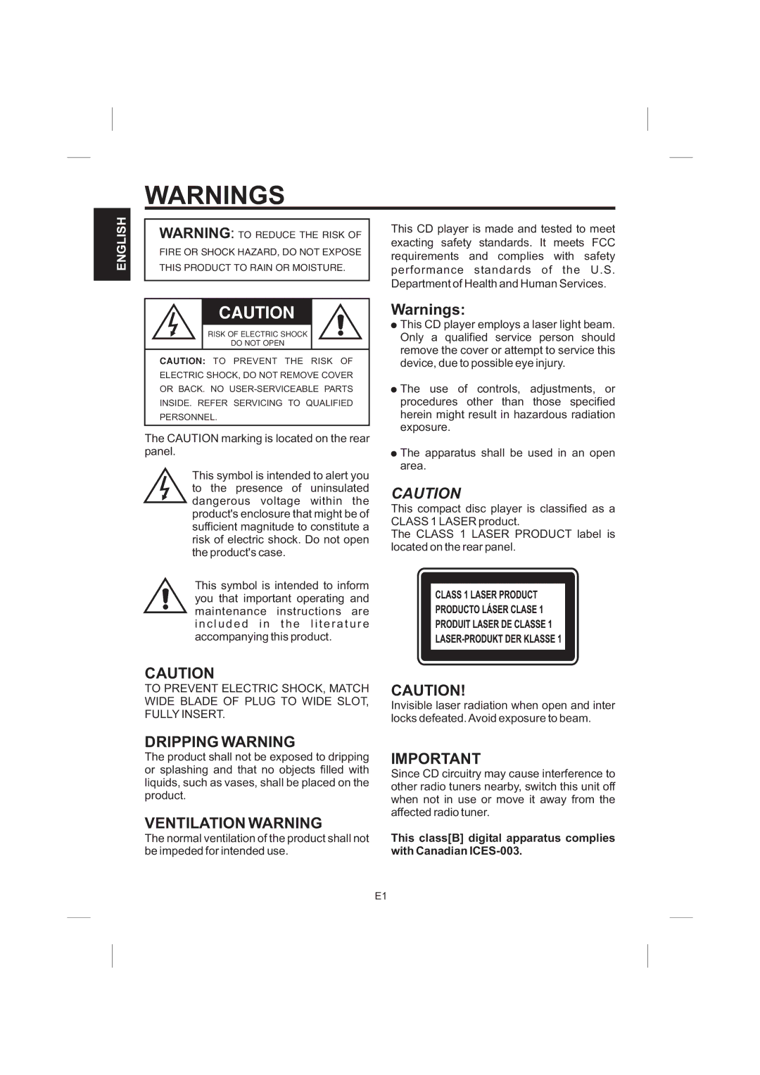 The Singing Machine STVG-535 instruction manual Dripping Warning, Ventilation Warning 