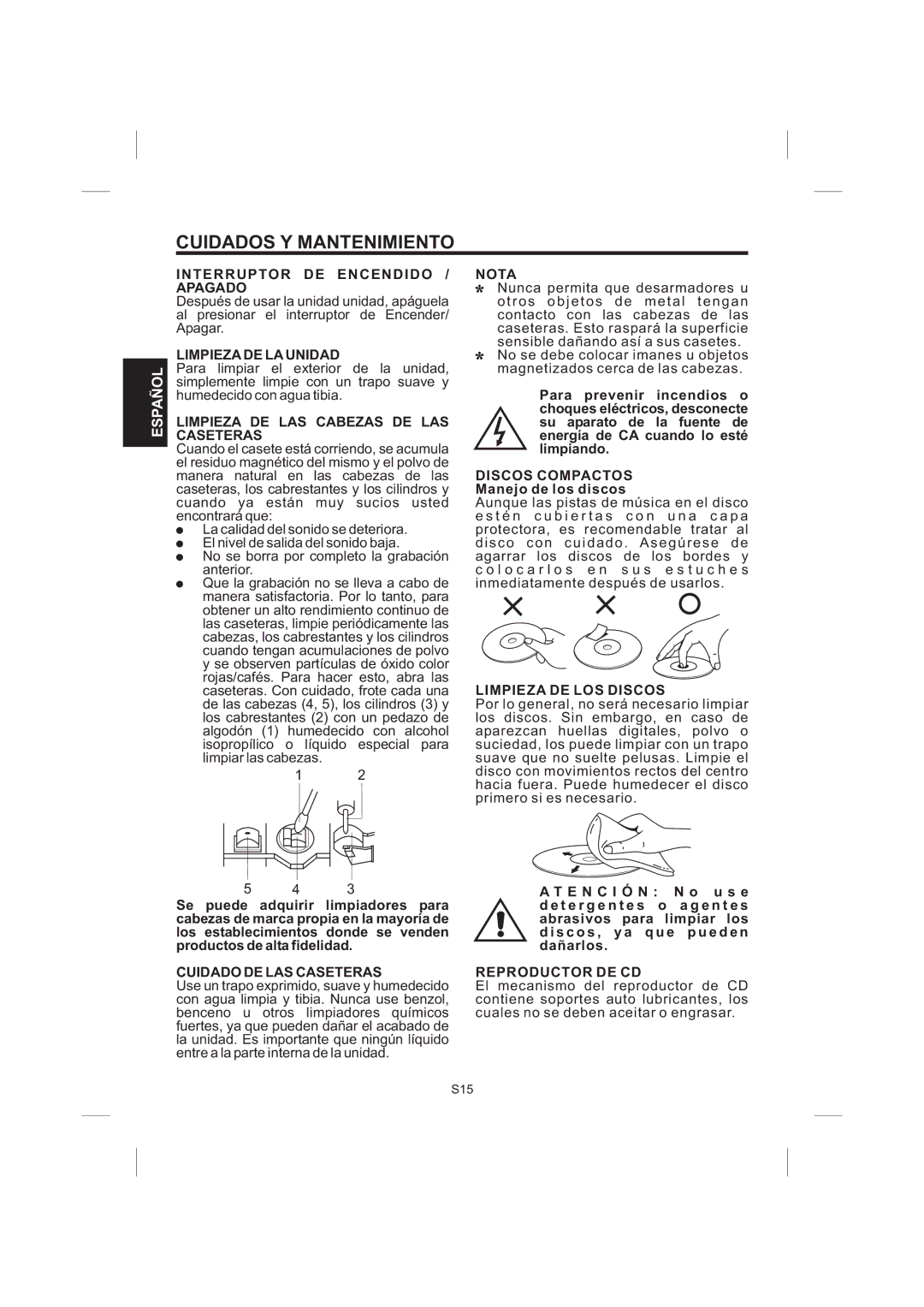 The Singing Machine STVG-535 instruction manual Cuidados Y Mantenimiento 