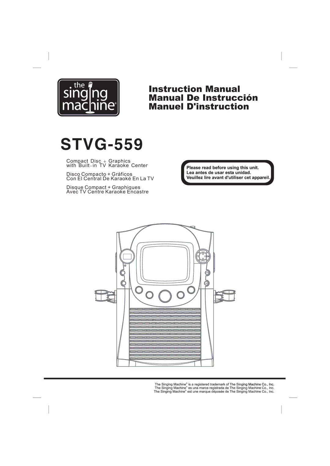 The Singing Machine STVG-559 manual 