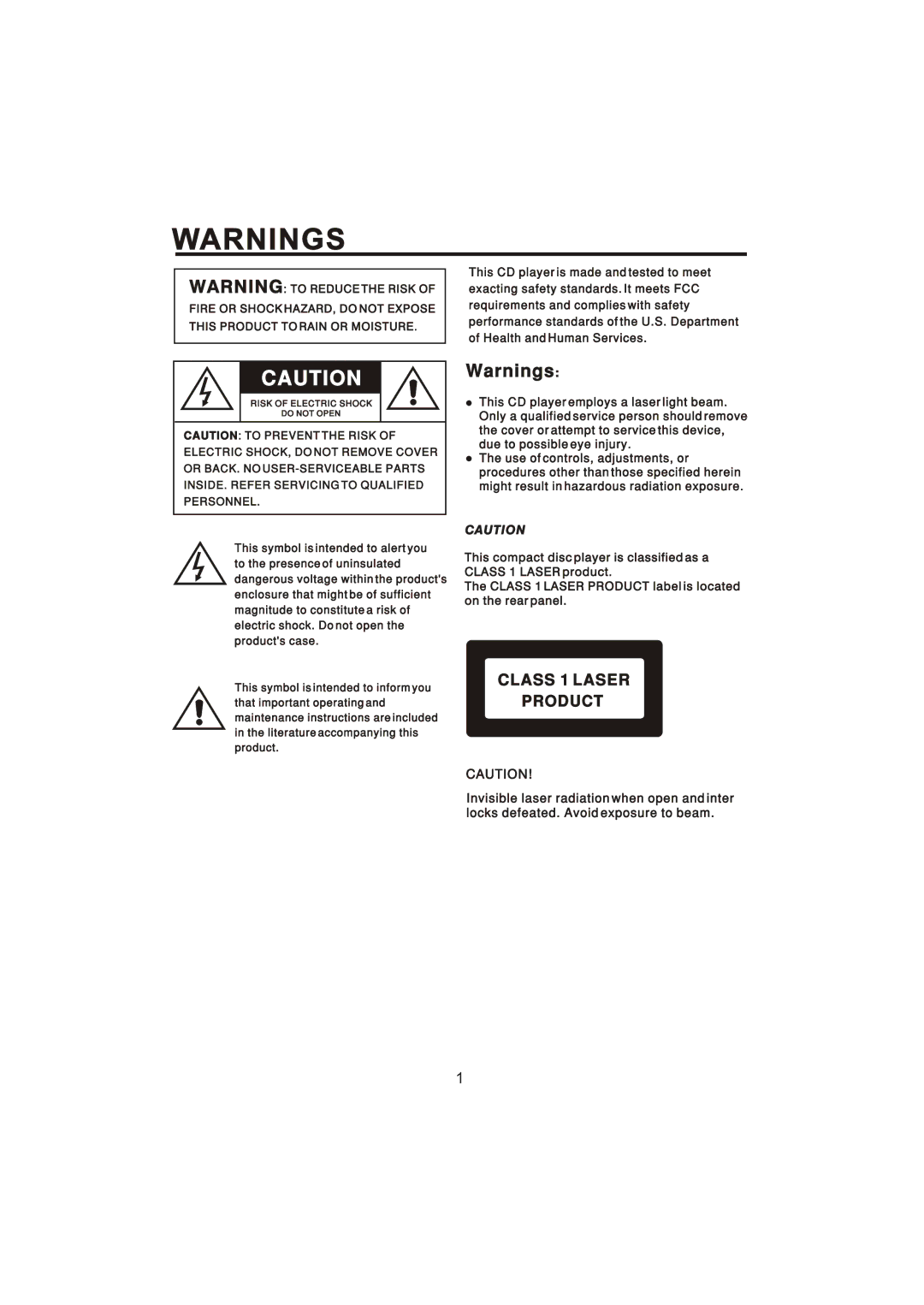 The Singing Machine STVG-700 manual Class 1 Laser 