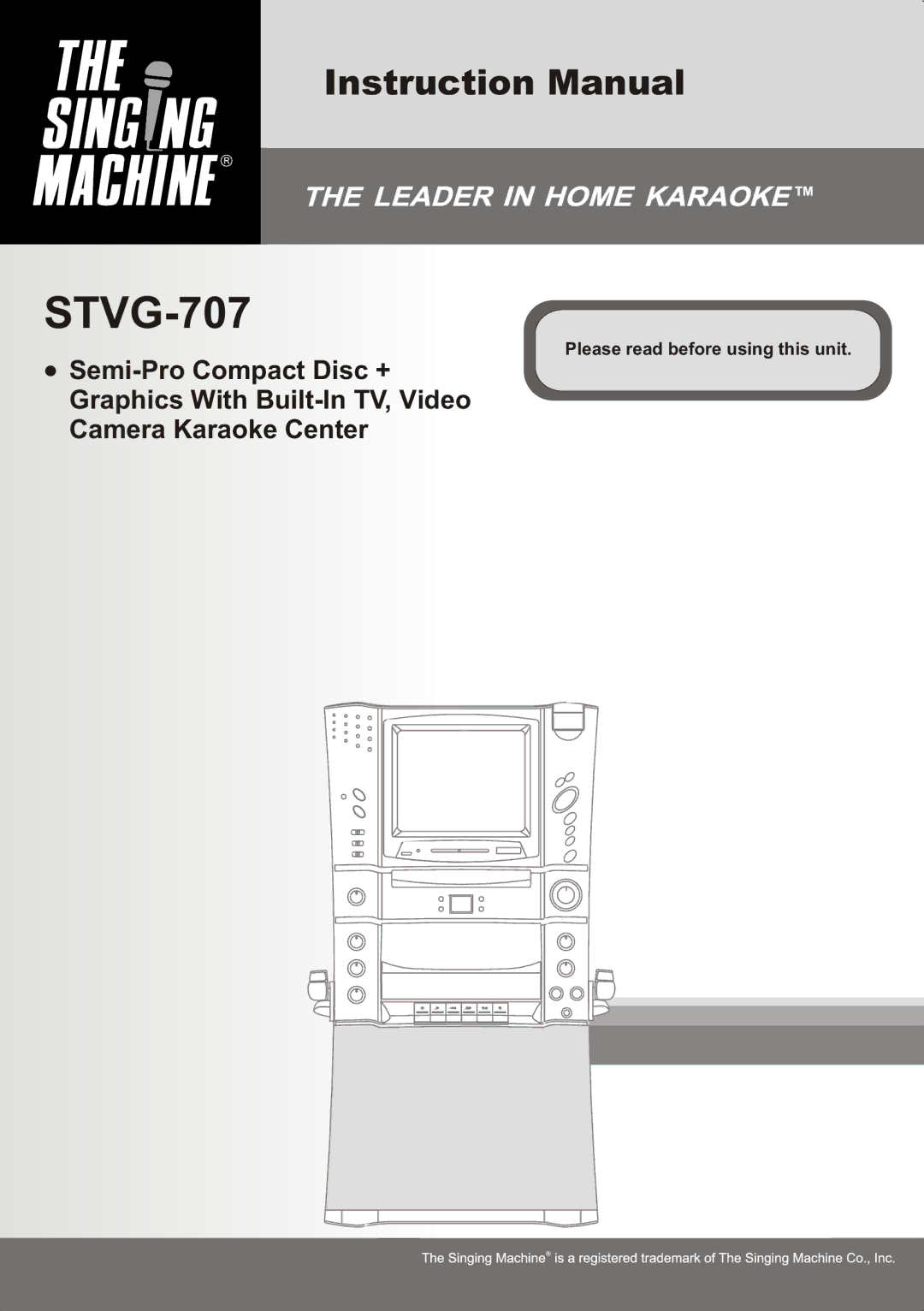 The Singing Machine STVG-707 instruction manual 