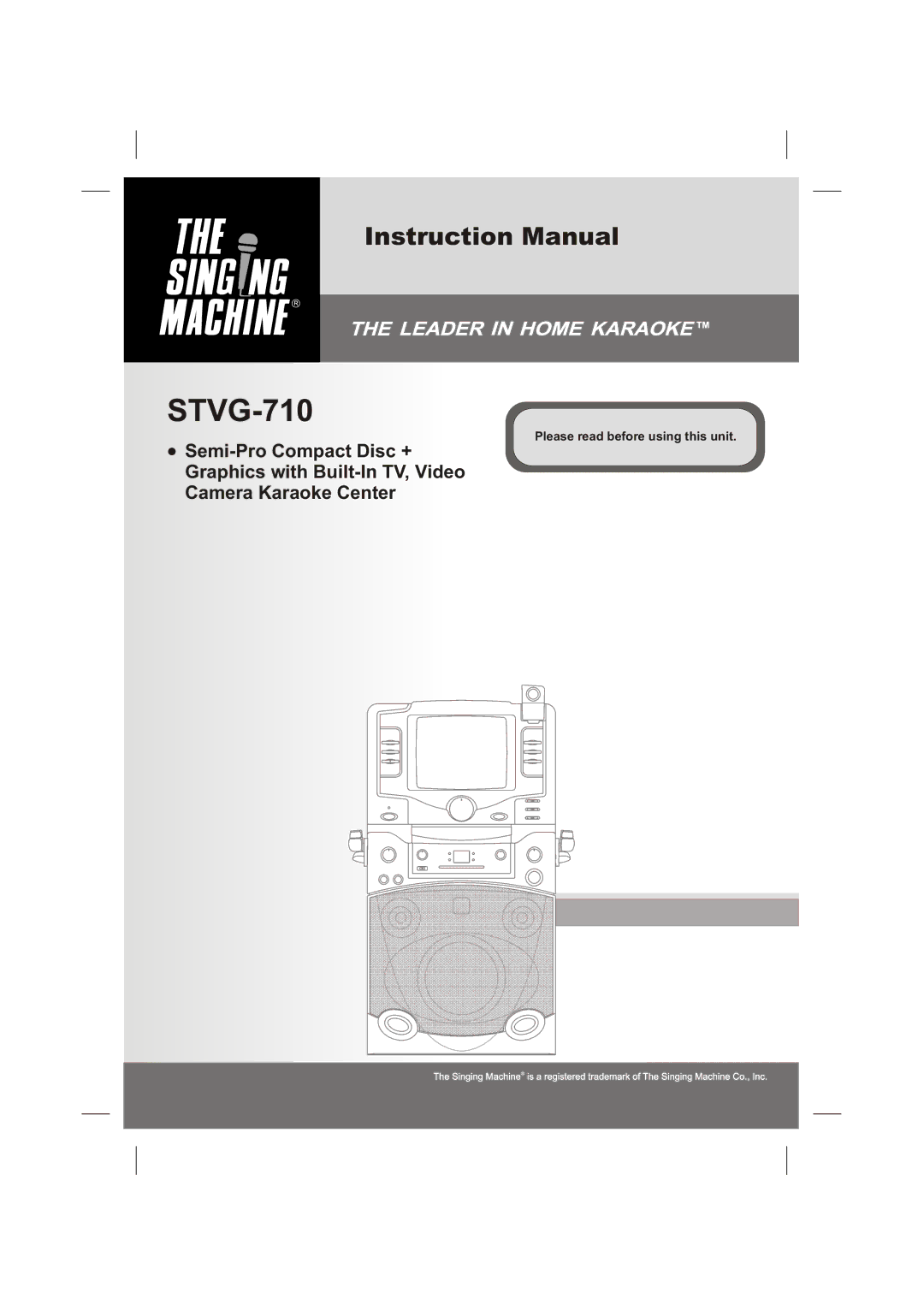 The Singing Machine STVG-710 instruction manual 